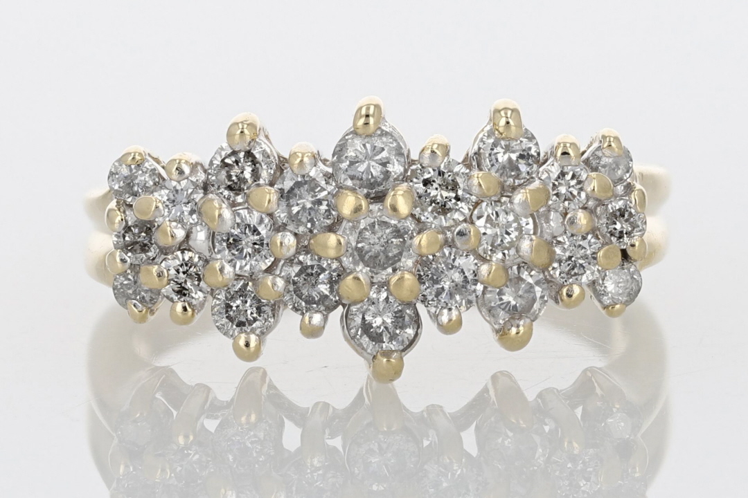 .85ctw Round Cut Diamond Cluster Statement Ring 14k Yellow Gold Size 7.25