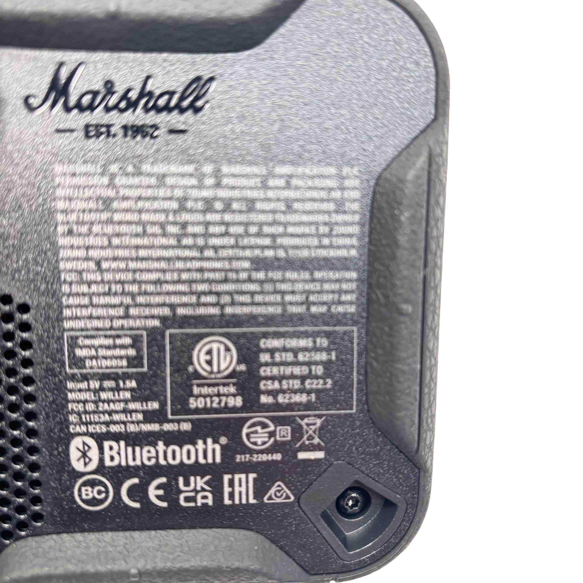 Marshall Willen Portable Wireless Bluetooth Speaker Black