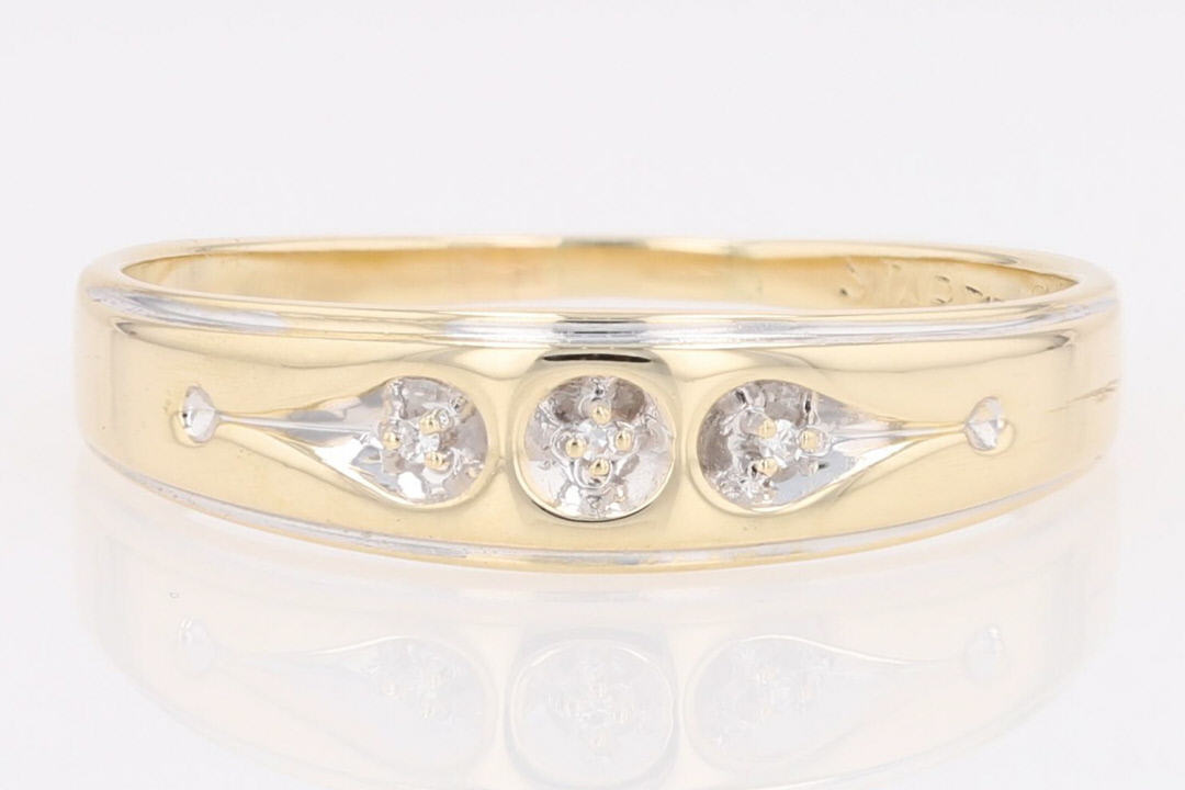 .02ctw Round Cut Diamond Prong Set Wedding Band Ring 14k Yellow Gold ...