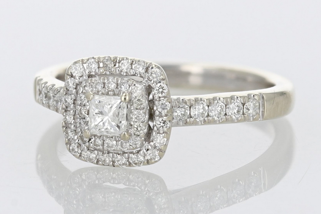 .46ctw Princess Cut Diamond Double Halo Engagement Ring 14k White Gold ...