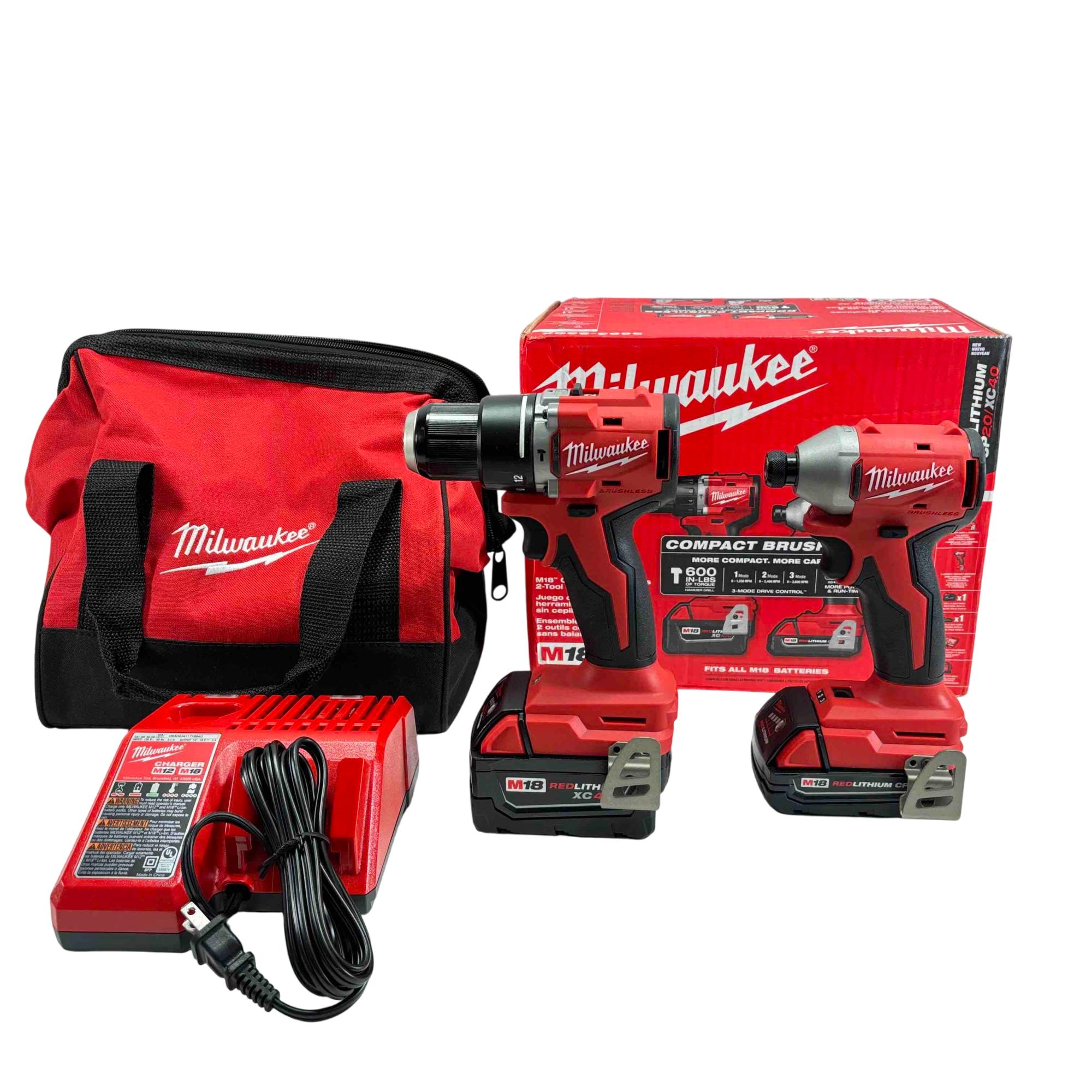 M18 18-Volt Lithium-Ion Brushless Cordless Hammer Drill/Impact/3/4 in. Impact Wrench Combo Kit (3-Tool) with 4-Batteries