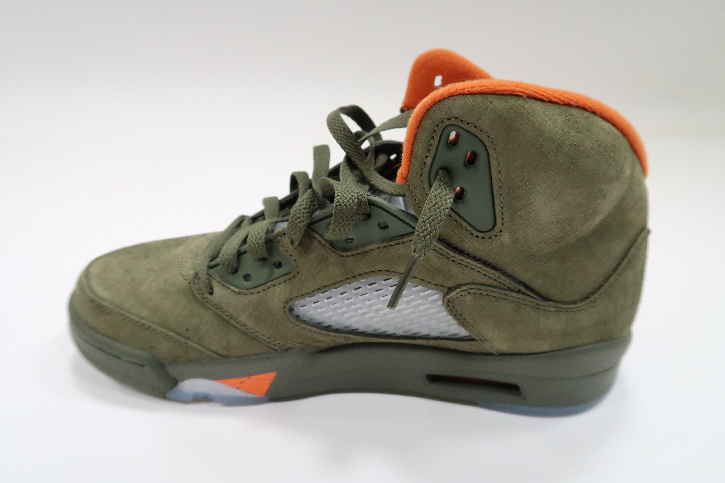 Nike Air Jordan Retro 5 Army Olive/Solar Orange Men's 8.5