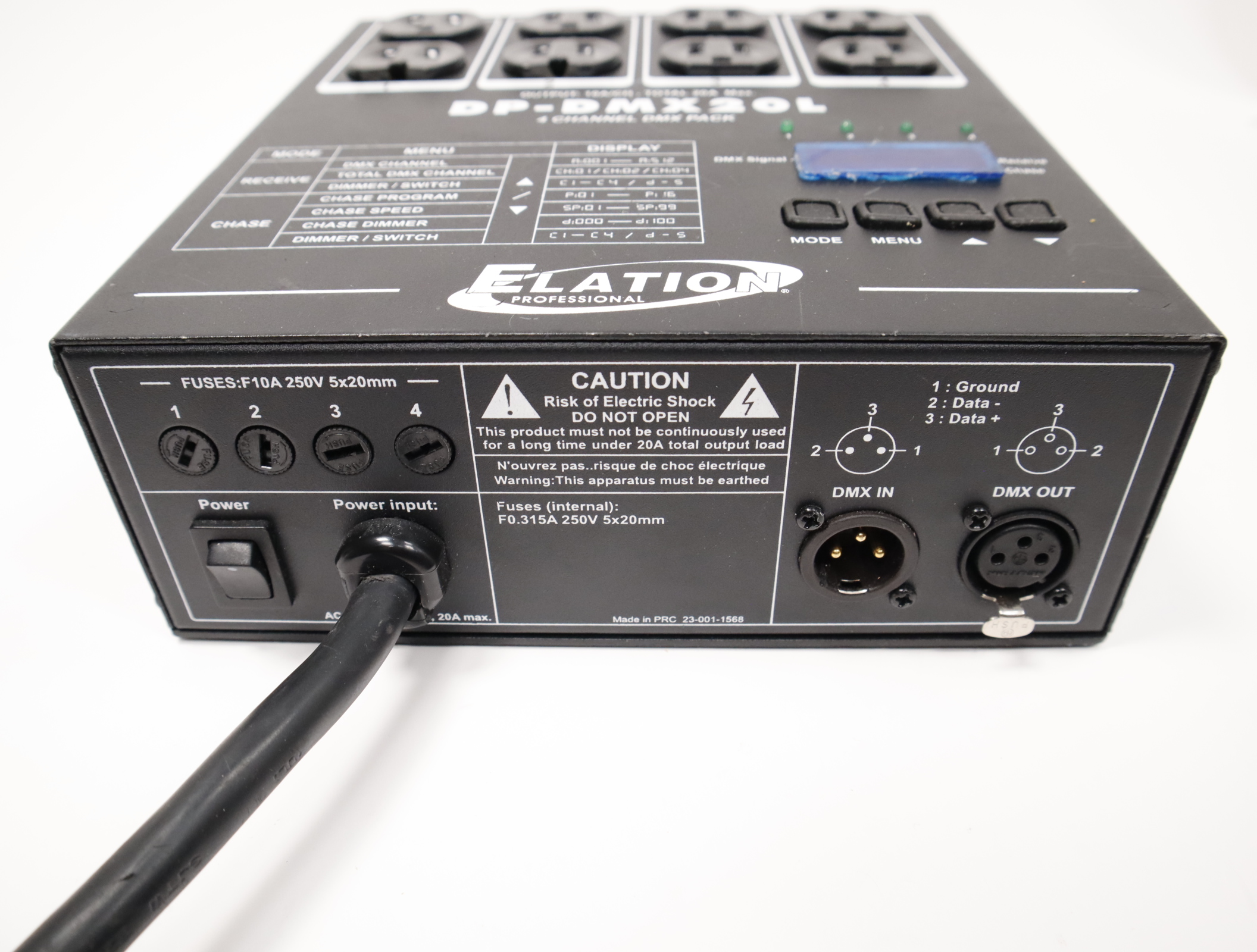 Elation DP-DMX20L 4-channel DMX Dimmer/Switch Pack 20 Amp Max 5556