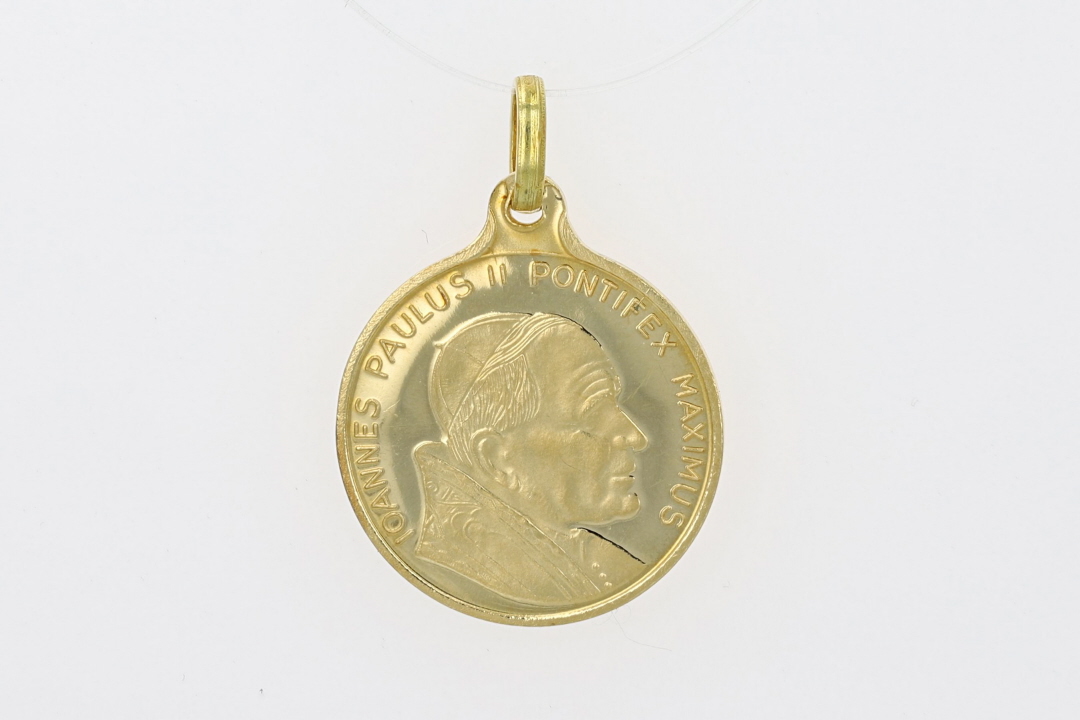 John Paul Ioannes Paulus II Coin Pendant w/o Chain 18k Yellow Gold 1.86 ...