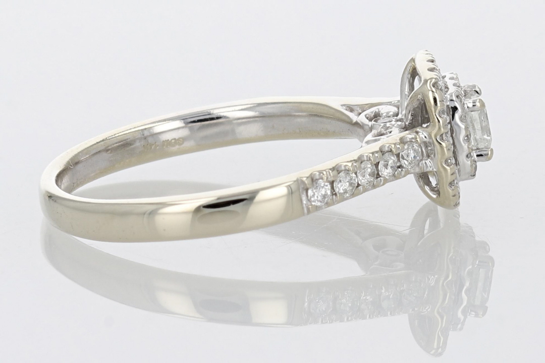 .46ctw Princess Cut Diamond Double Halo Engagement Ring 14k White Gold ...