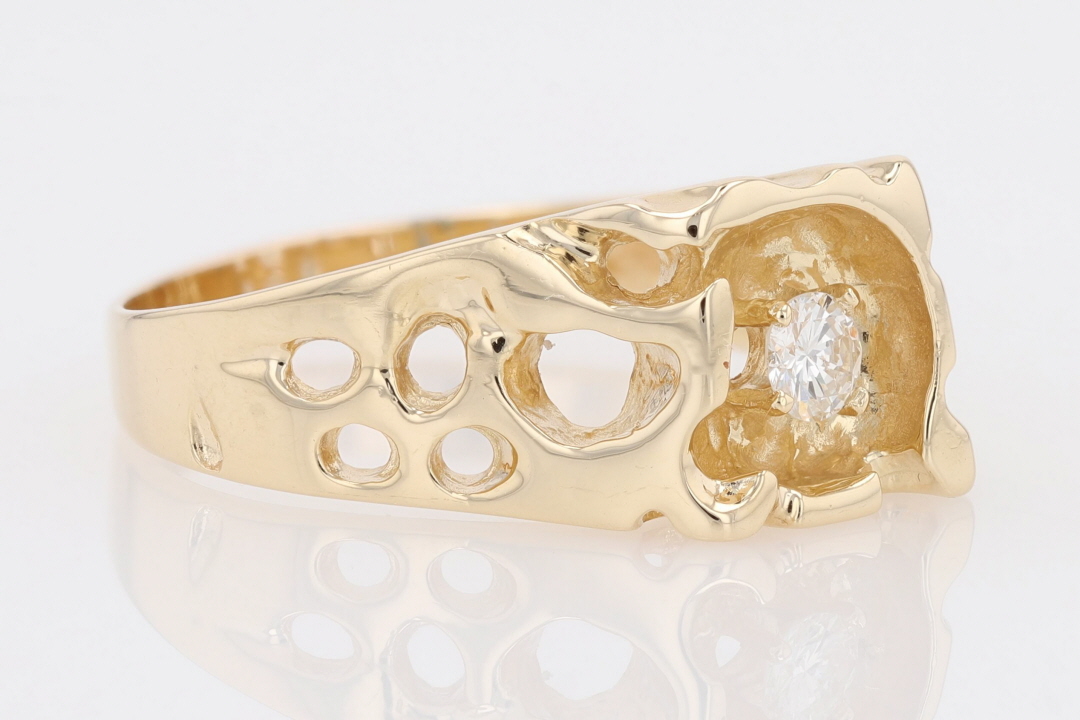 .27ct Round Cut Diamond Solitaire Nugget Statement Ring 14k Yellow Gold ...