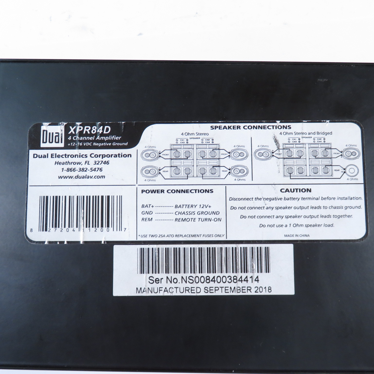 Dual Electronics XPR84D 2/1 High Performance Power MOSFET Class D Car