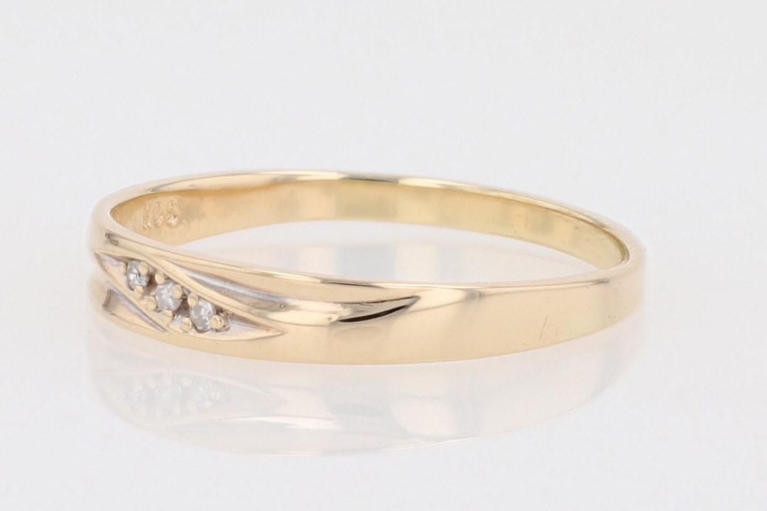 .01ctw Round Cut Diamond Prong Set Wedding Band Ring 14k Yellow Gold ...