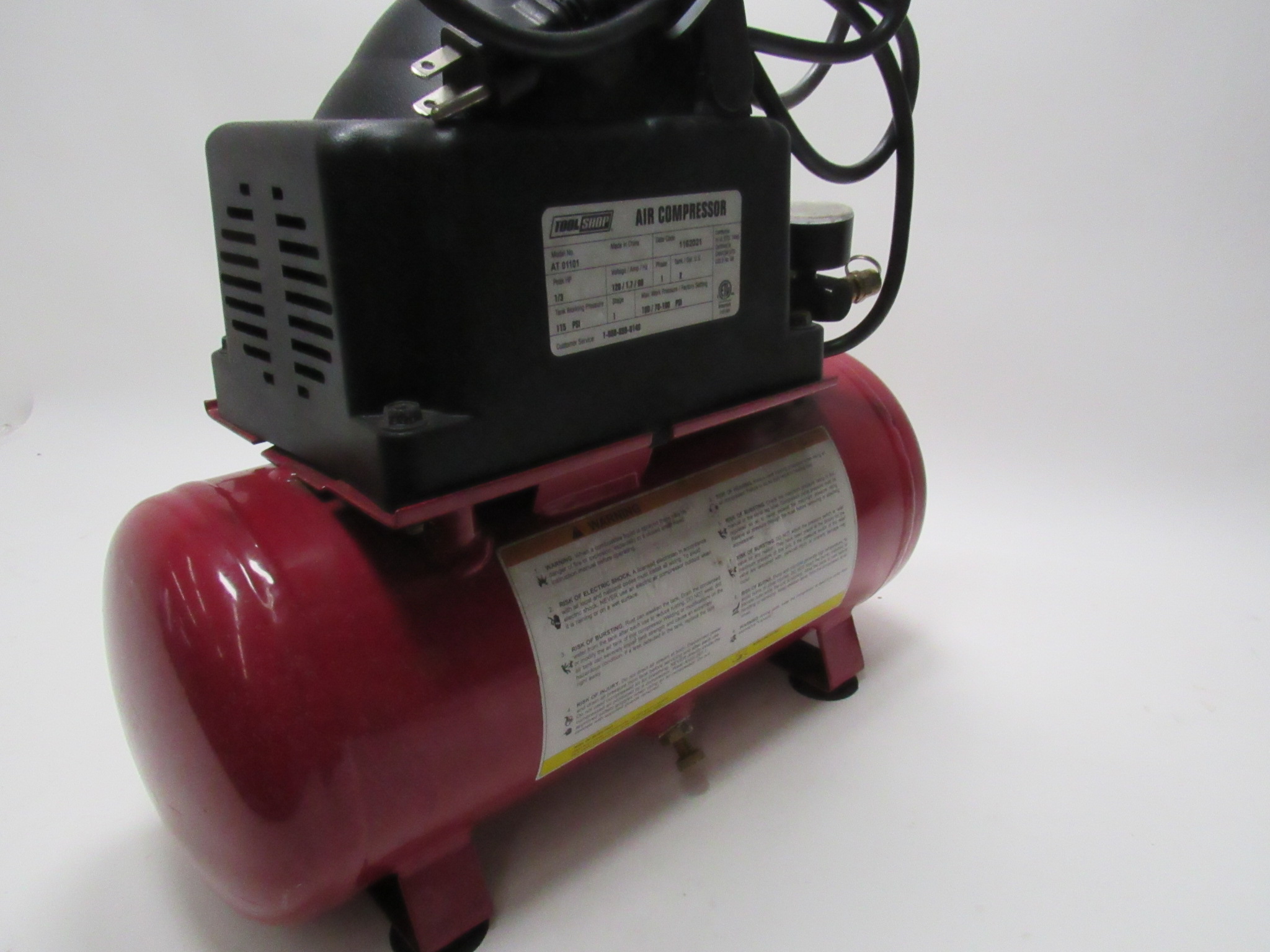 Tool Shop AT01101 2 Gallon 1/3 HP Air Compressor Local Pickup Only