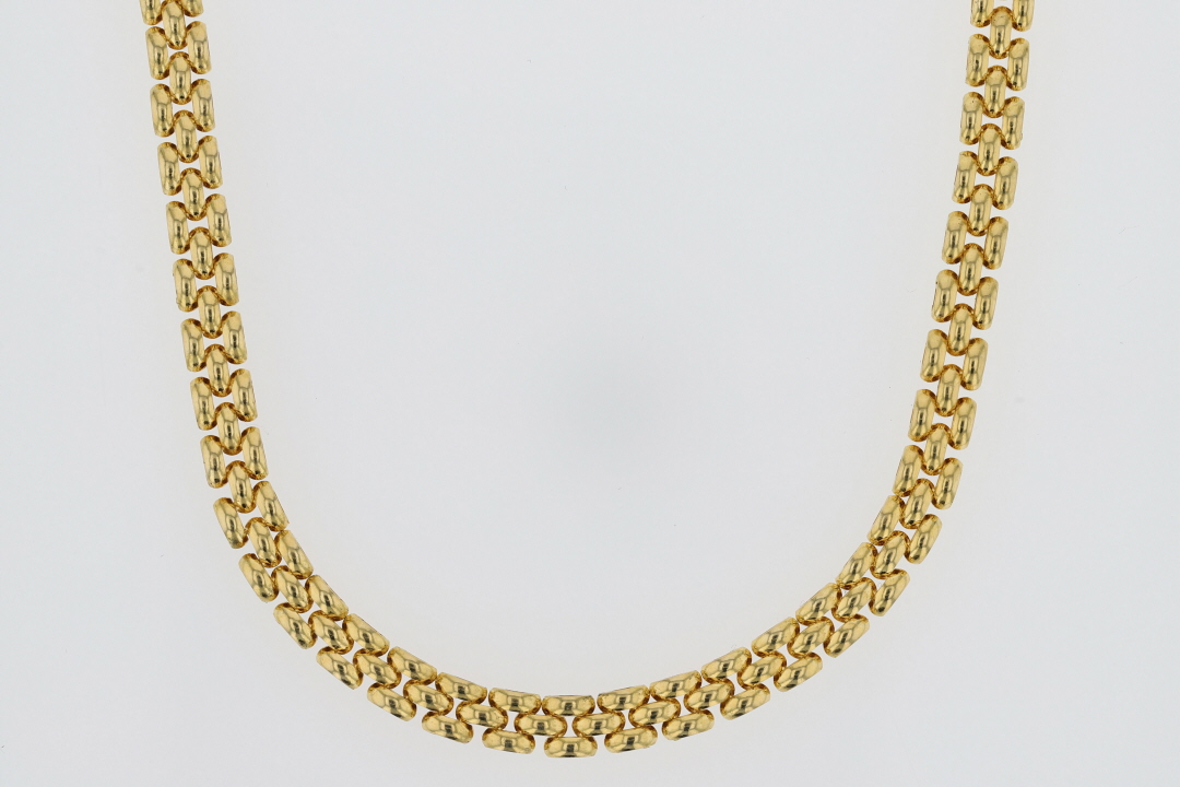 14k Yellow Gold Panther Link Necklace 17.5