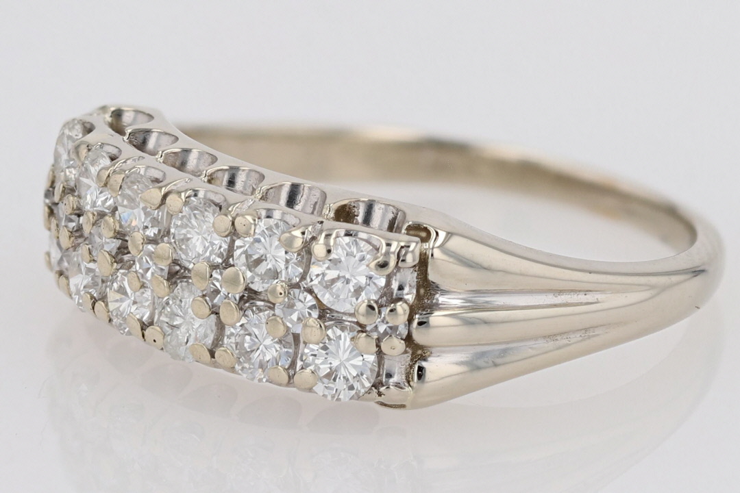 .68ctw Round Cut Diamond Cluster Statement Ring 14k White Gold Size 6.75