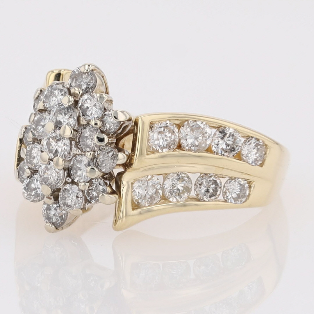 1.93ctw Round Cut Diamond Cluster Engagement Ring 14k Multi-Tone Gold ...
