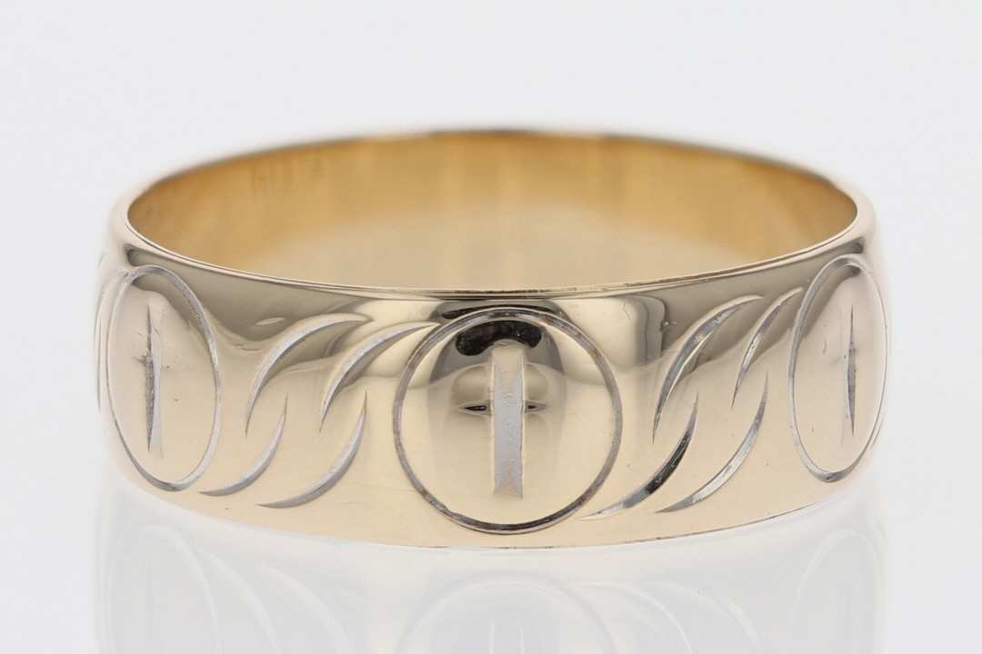 6.9mm Cross Pattern Wedding Band Ring 14k Multi-Tone Gold 4.65 Grams Size 9