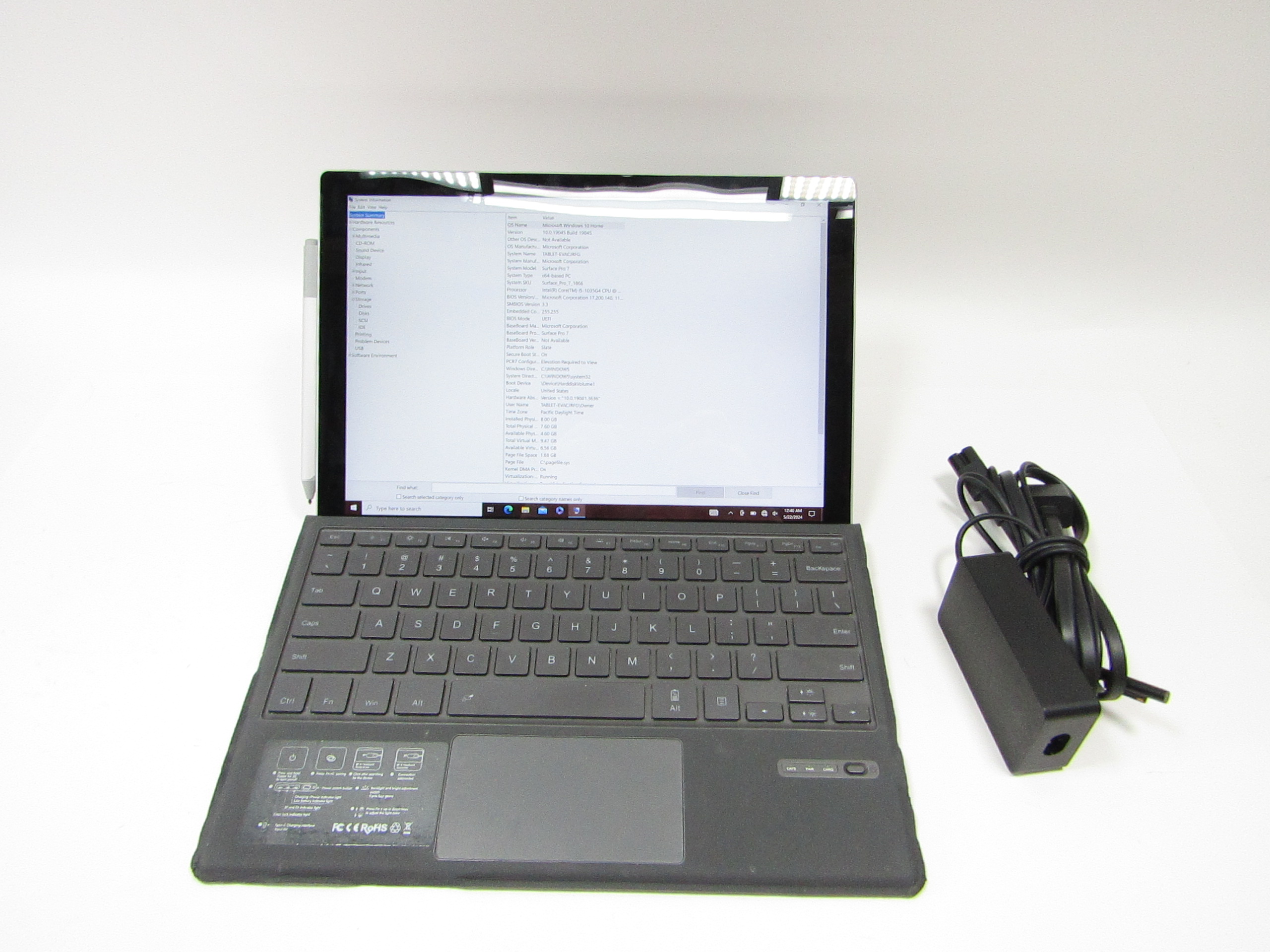 Microsoft Surface Pro 7 1866 Core i5-1035G4 1.10GHz 8GB RAM 128GB