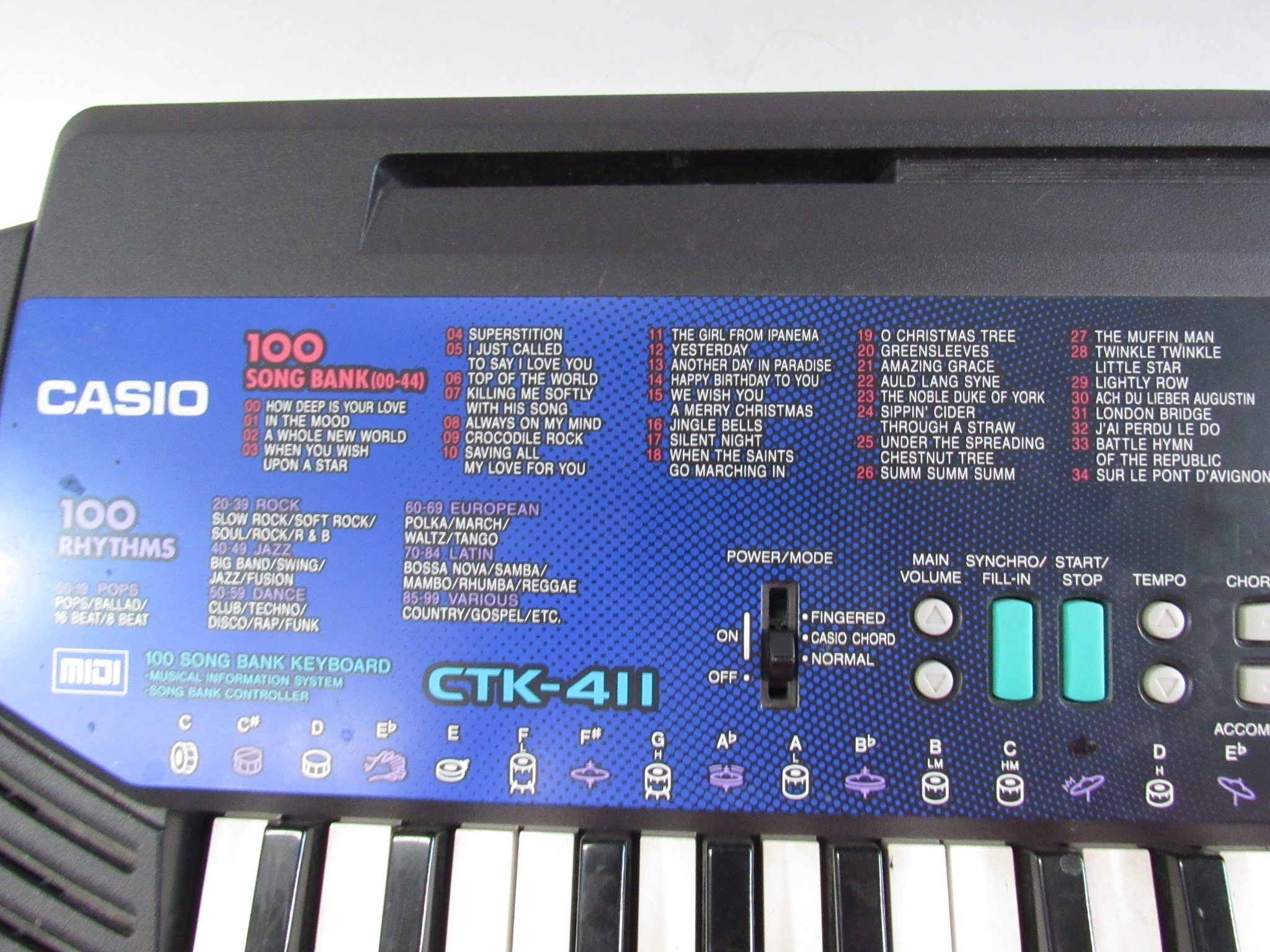 CASIO/カシオ 100 SONG BANK 『CTK-411 』電子ピアノ Casio Keyboard CTK-411 49 Keys 12 Note Poly 100 Rhythms 100