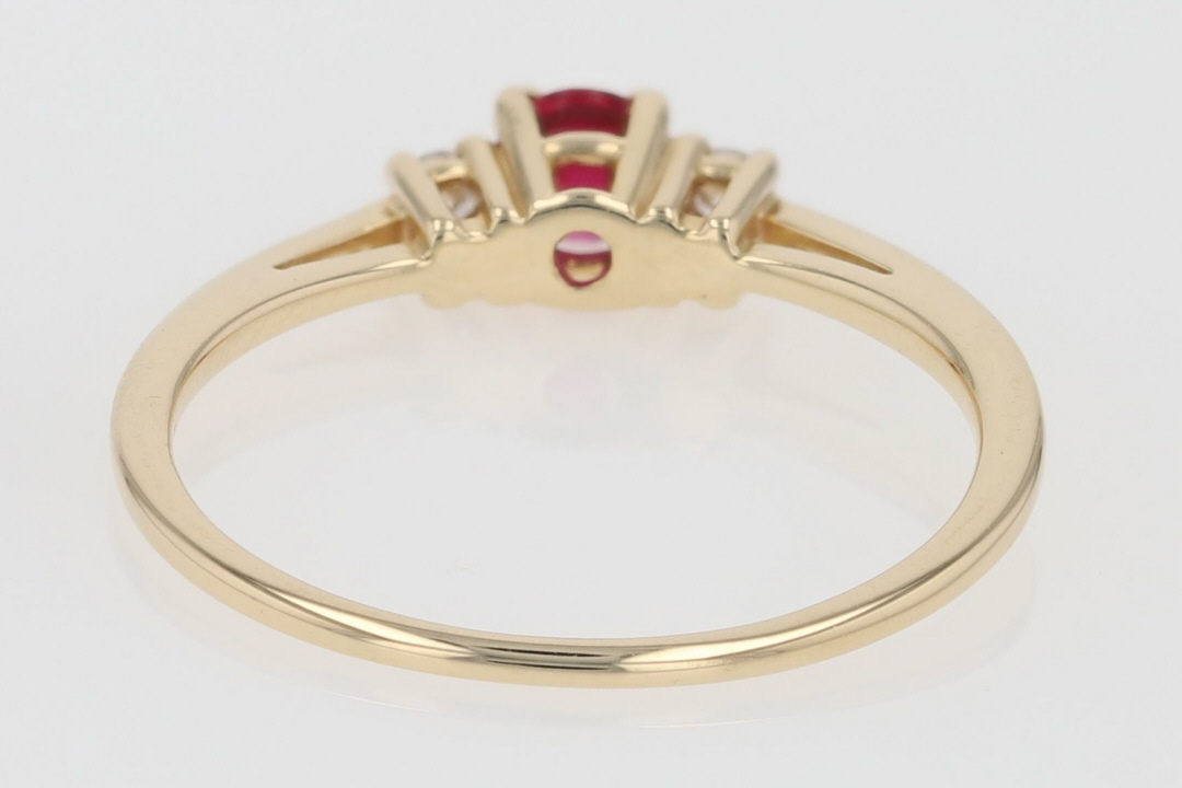 .35ctw Round Ruby Solitaire with Diamond Accents Ring 14K Yellow Gold ...