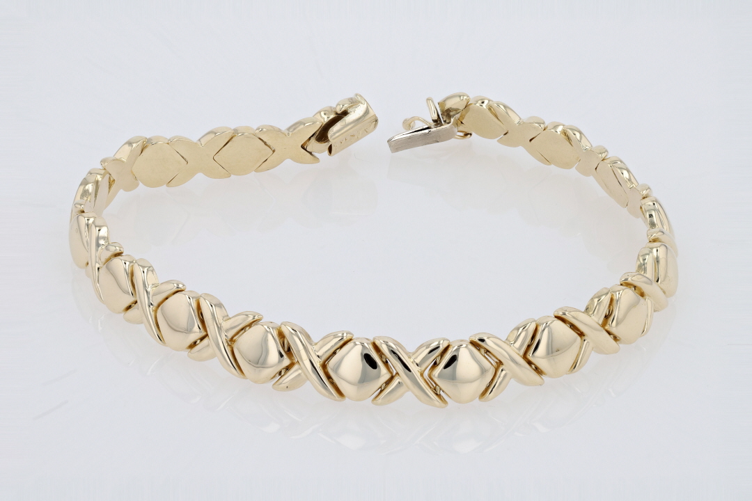 cholos チョロス CORN&RING BRACELET 8.2mm Polished XO Fancy Link Chain 8