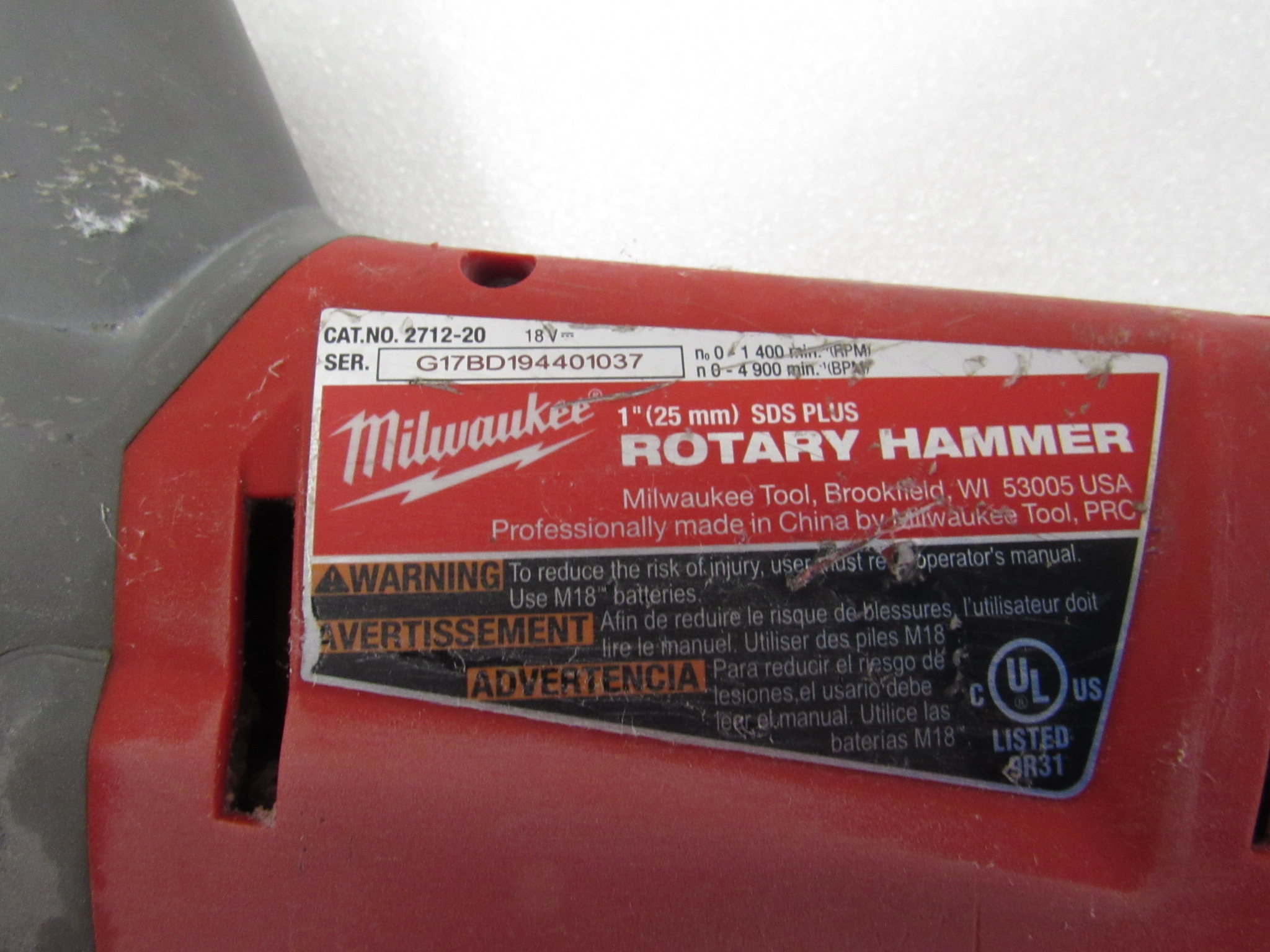 Milwaukee 271220 M18 FUEL 1" SDS Plus Rotary Hammer