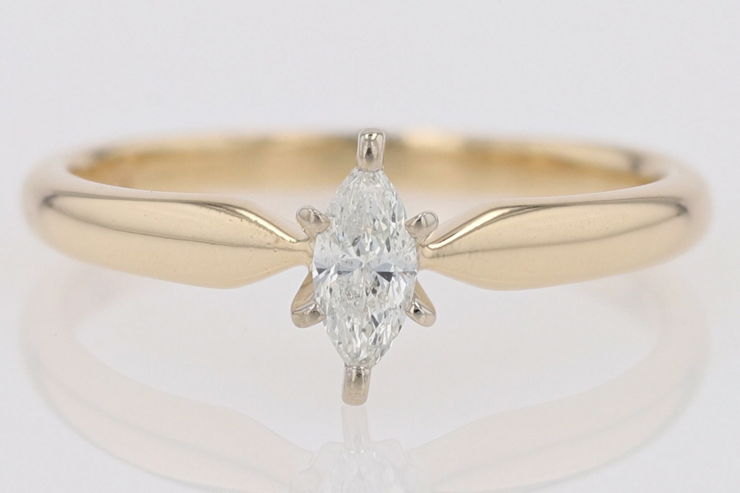 .16ct Marquise Cut Diamond Solitaire Engagement Ring 14k Yellow Gold Size 6