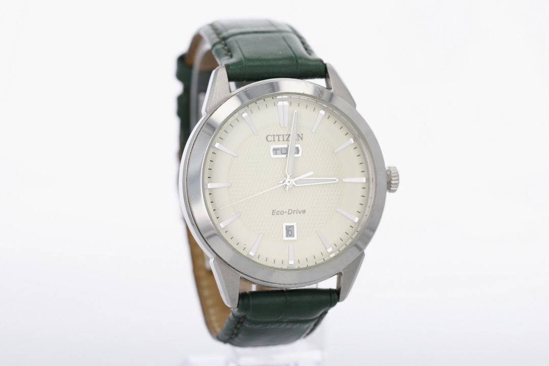 Citizen Corso 40mm Cream Dial Eco Drive Leather Strap Men's Wristwatch