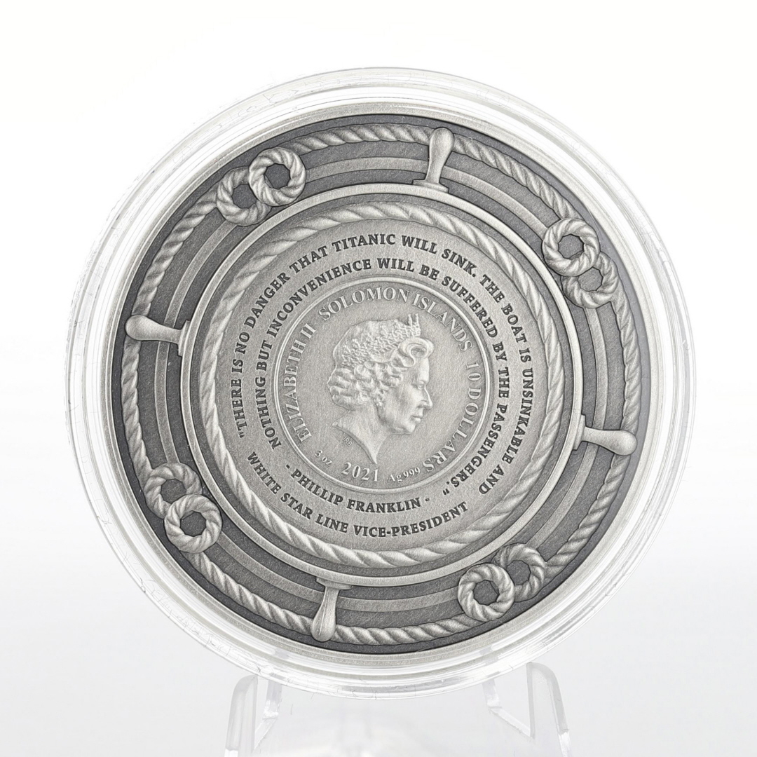 2021 $10 Remembering The RMS Titanic 3 oz Fine Silver Coin Blue Enamel ...