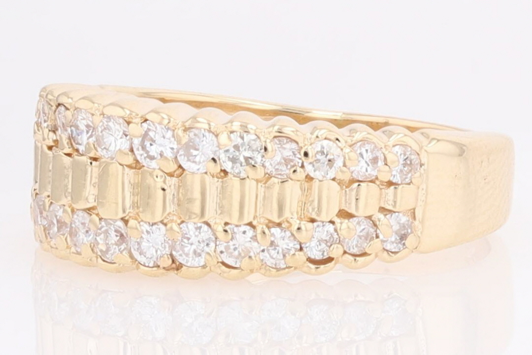 1.00ctw Round Cut Diamond Prong Set Wedding Band Ring 14k Yellow Gold ...