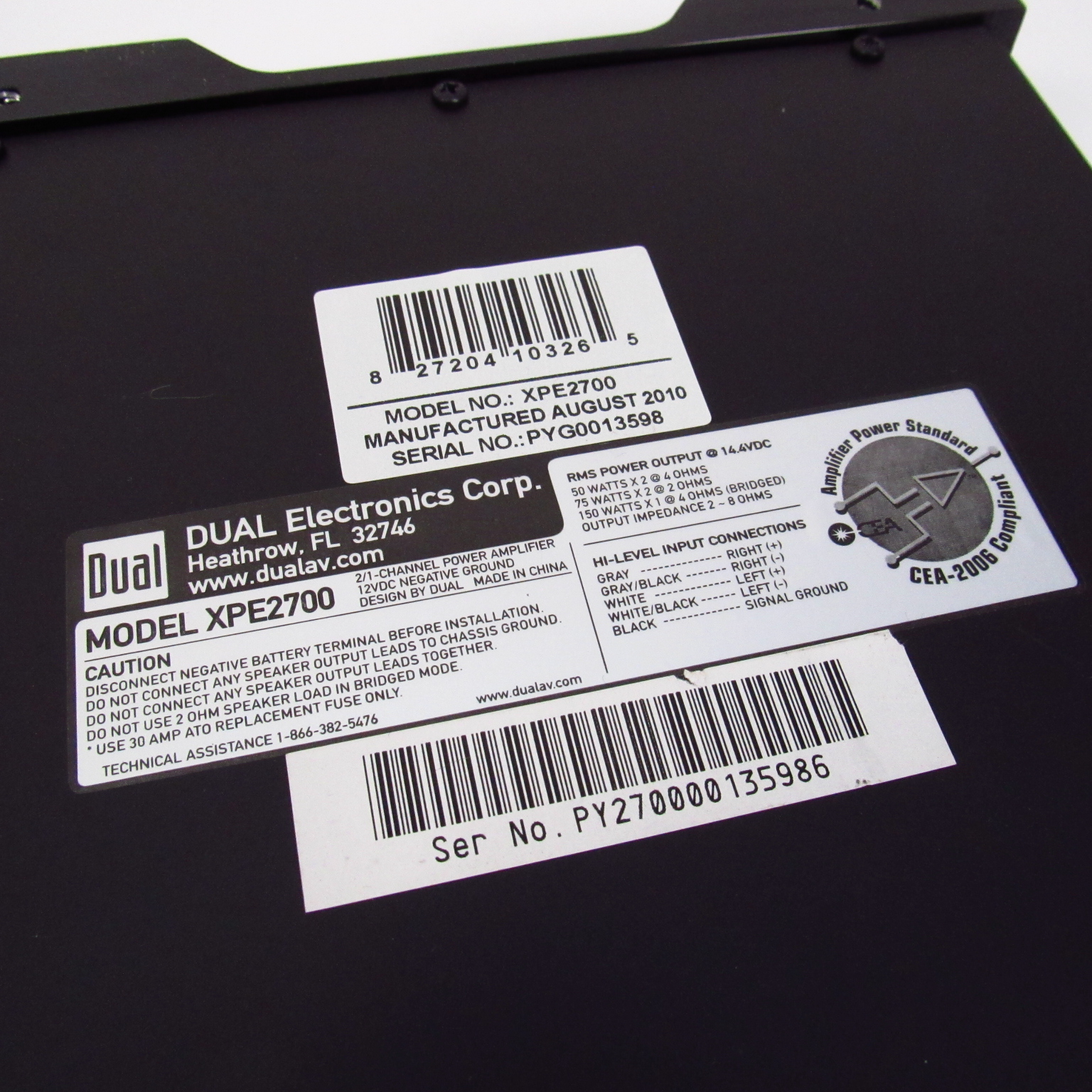 Dual XPE2700 Car Audio 400W 2Channel Amplifier