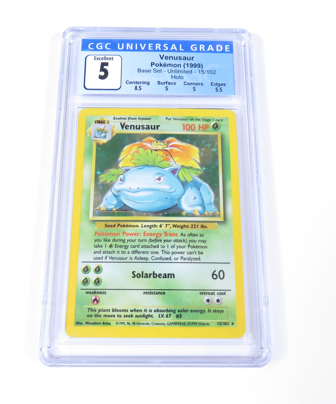 1999 venusaur pokemon card - (15/102) - Base Set the trusted official grading guarantees its condition Venusaur 15/102 Base Set (Shadowless)