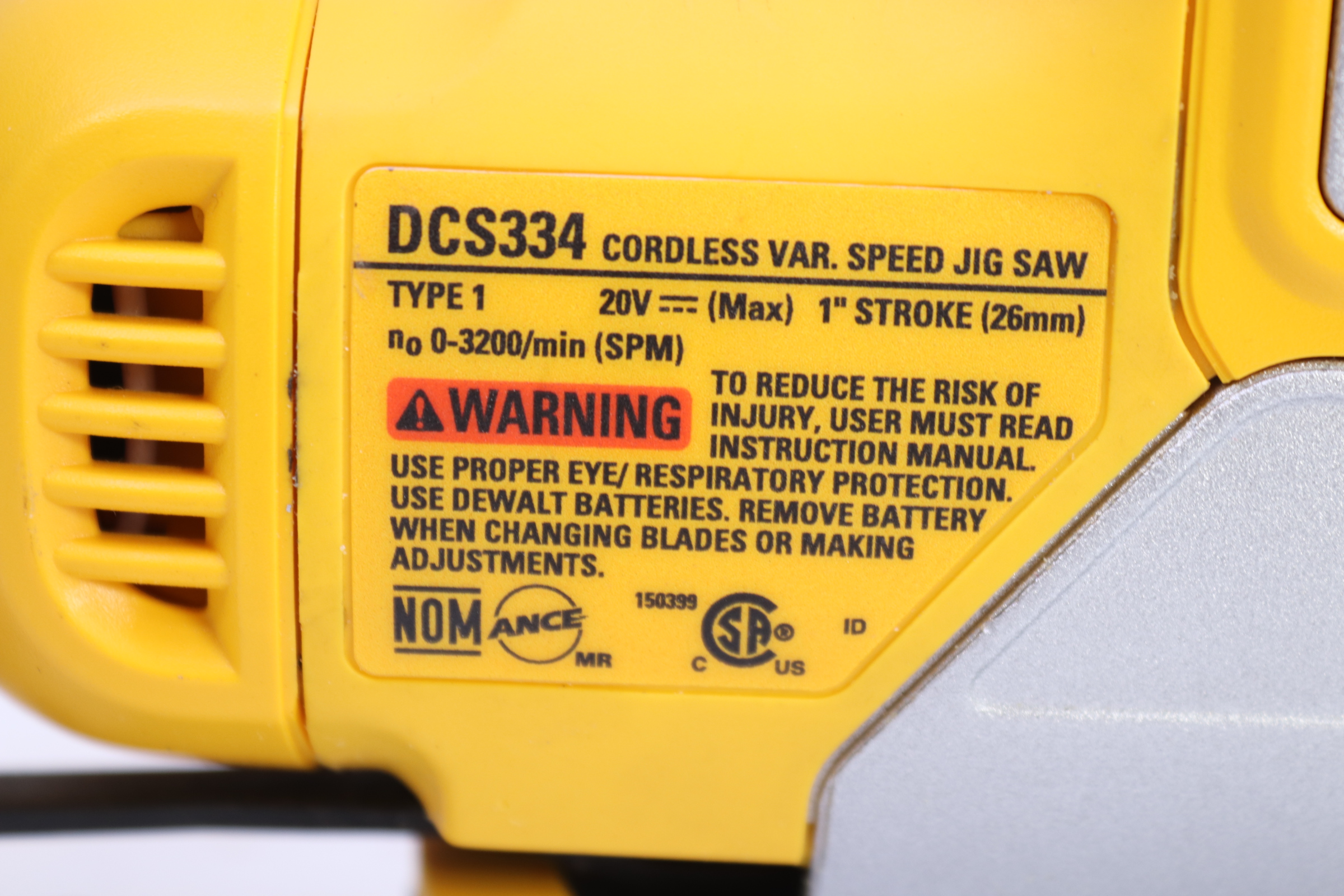 DEWALT DCS334 20Volt MAX XR Cordless LithiumIon Brushless Jigsaw