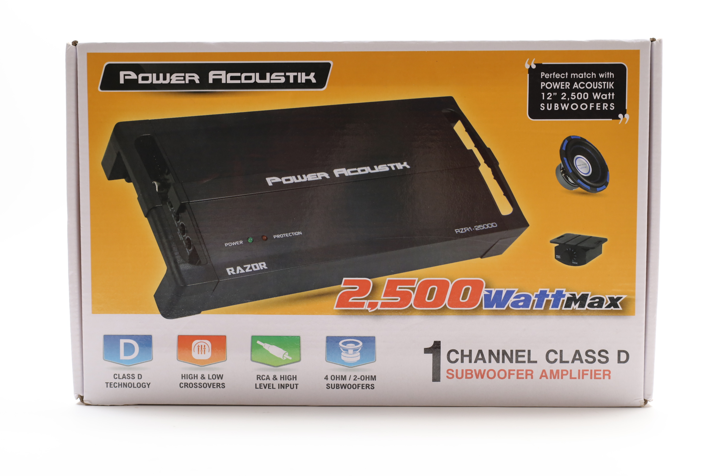 Power Acoustik Razor RZR1-2500D 2500 Watt Class D Monoblock
