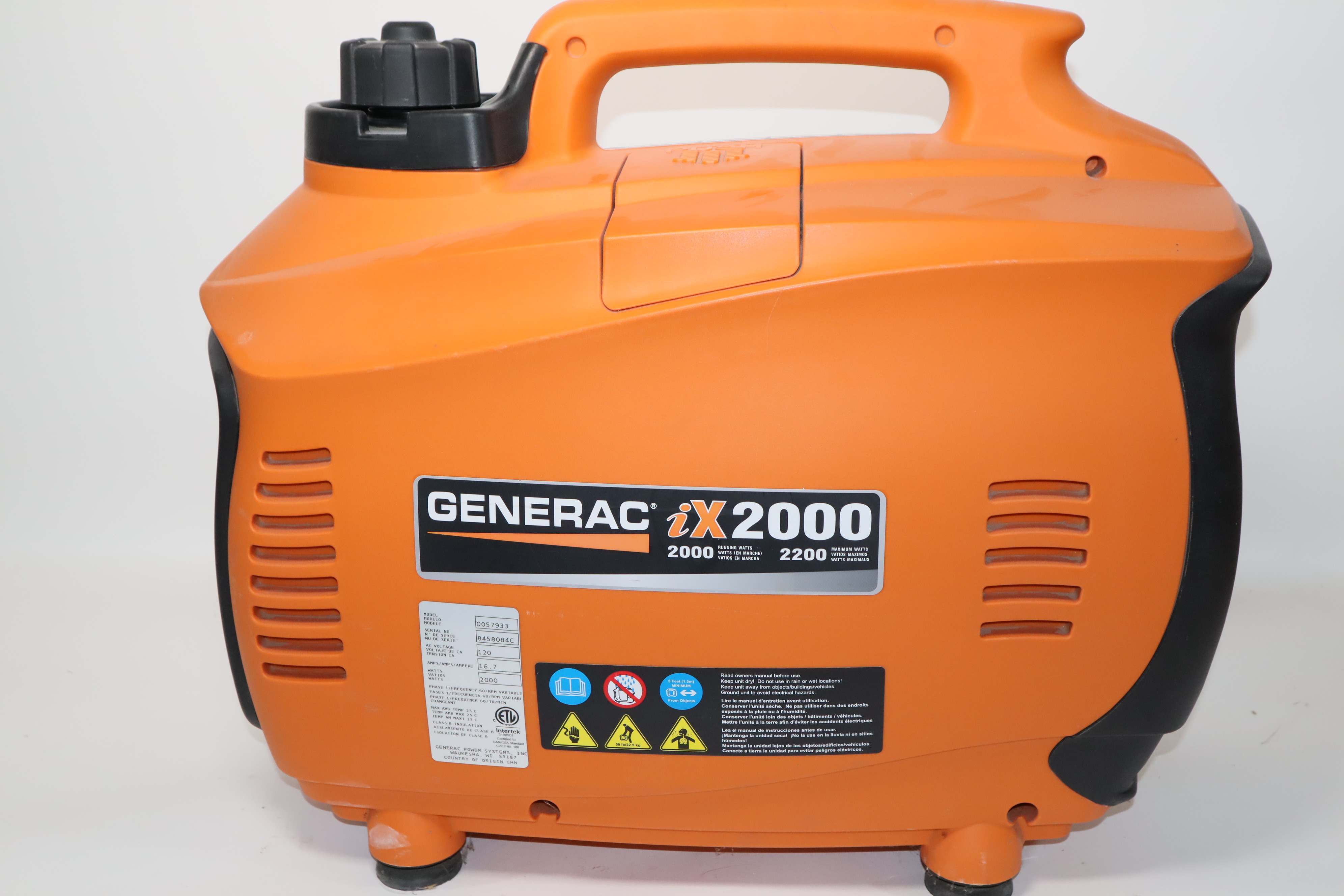 Generac iX2000 Residential Gas Powered Portable Inverter Generator ...