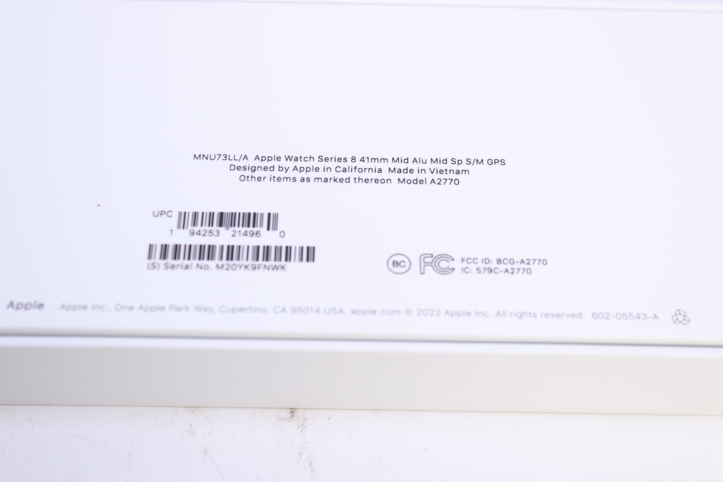 Apple MNU73LL/A 41mm GPS Aluminum Smartwatch - Midnight Watch Series 8