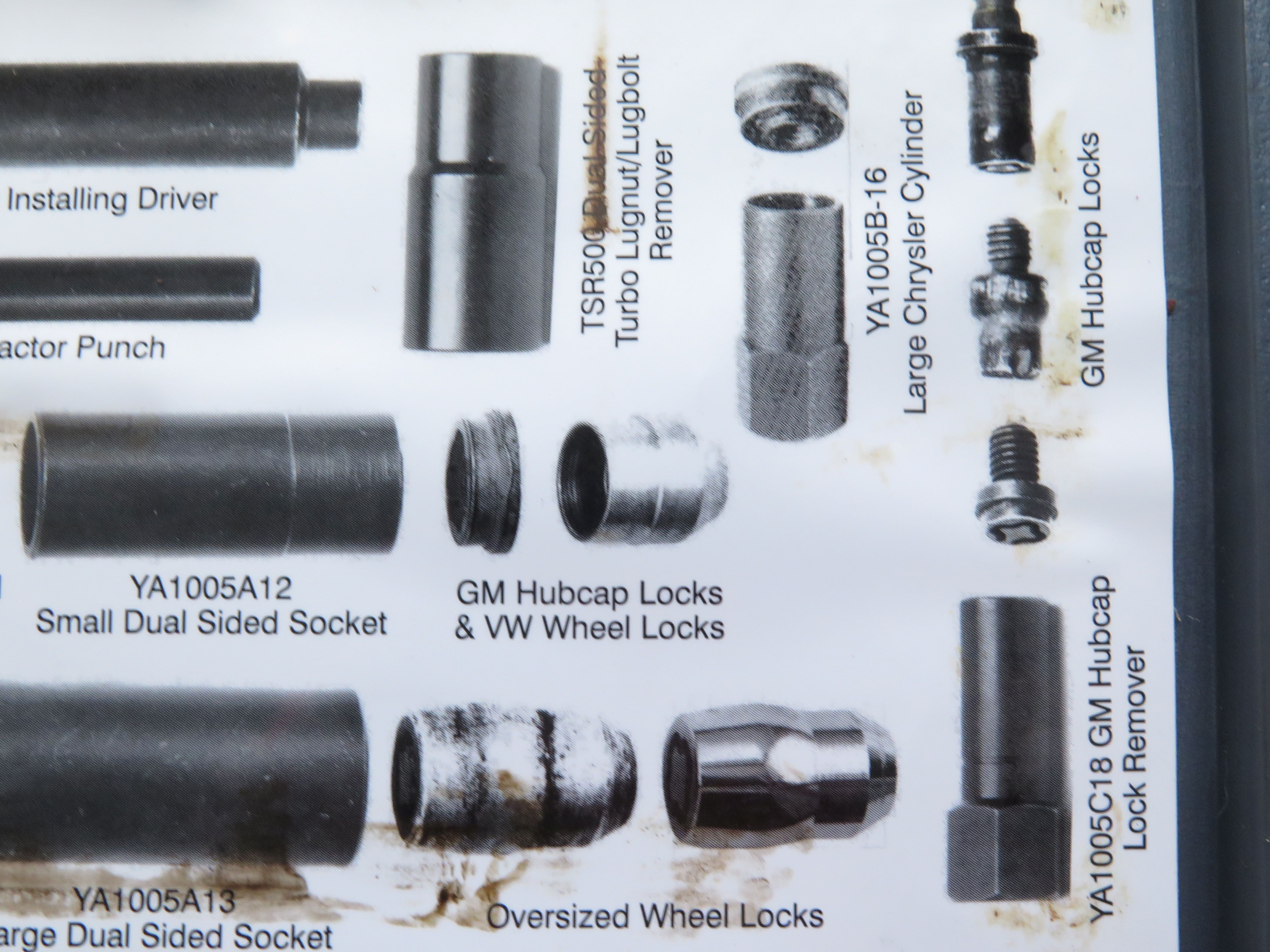 Blue Point YA1005C Deluxe 9pc Hubcap / Wheel Lock Removal Kit 6437