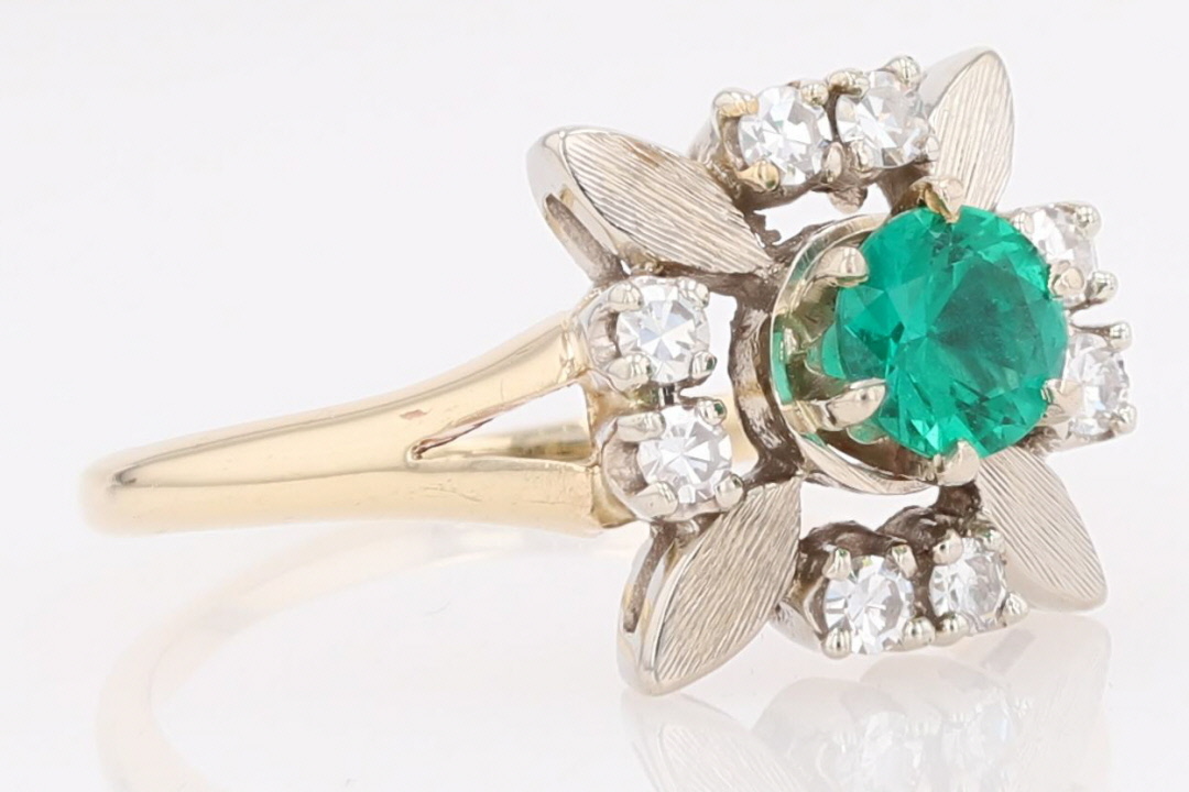 .52ctw Lab-Created Emerald & Diamond Statement Ring 14k Multi-Tone Gold ...