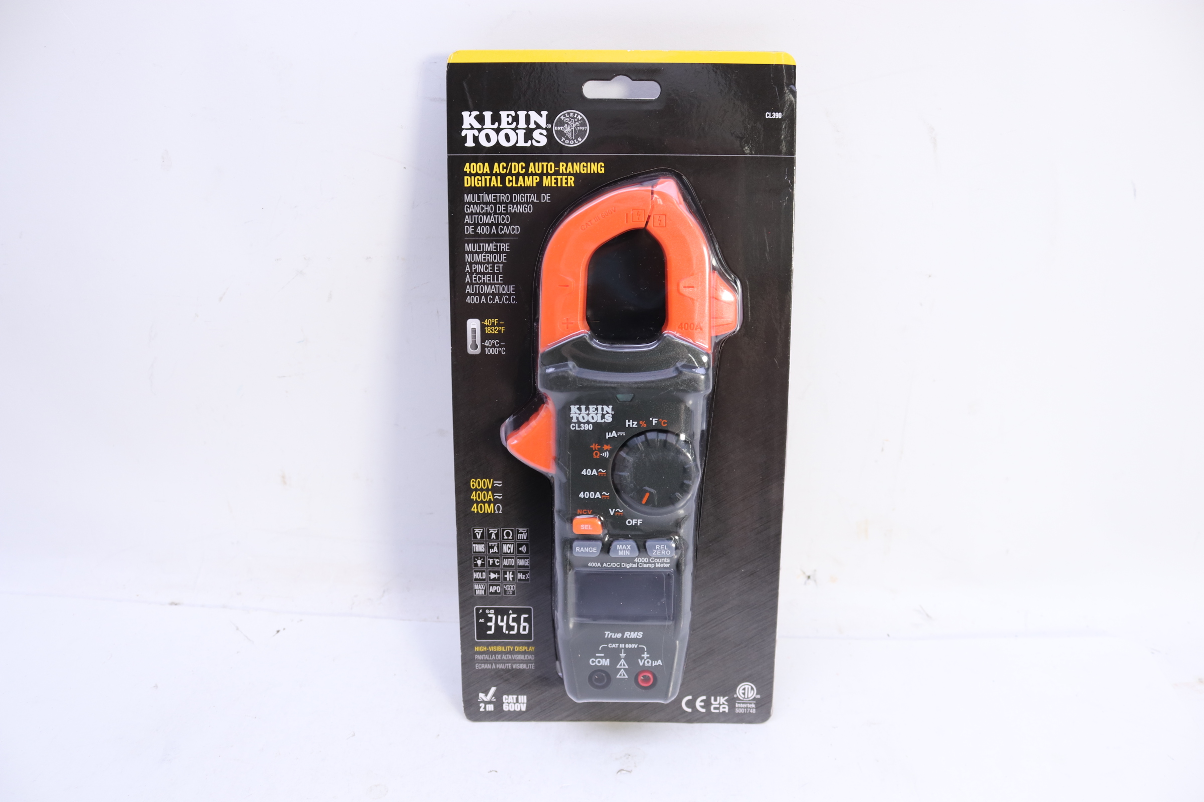 Klein CL390 400 Amp AC/DC Auto Ranging Digital Clamp Meter