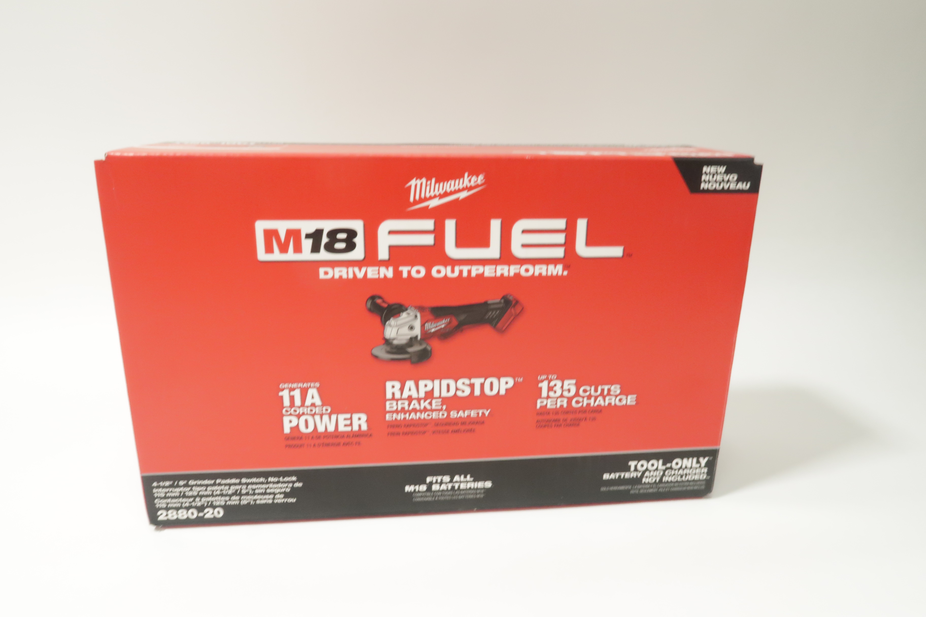 Milwaukee 288020 M18 FUEL LithiumIon 41/2"/5" Paddle Switch Grinder 6721