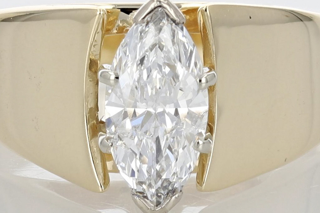.91ct Marquise Cut Diamond Solitaire Engagement Ring 14k Yellow Gold Size 8