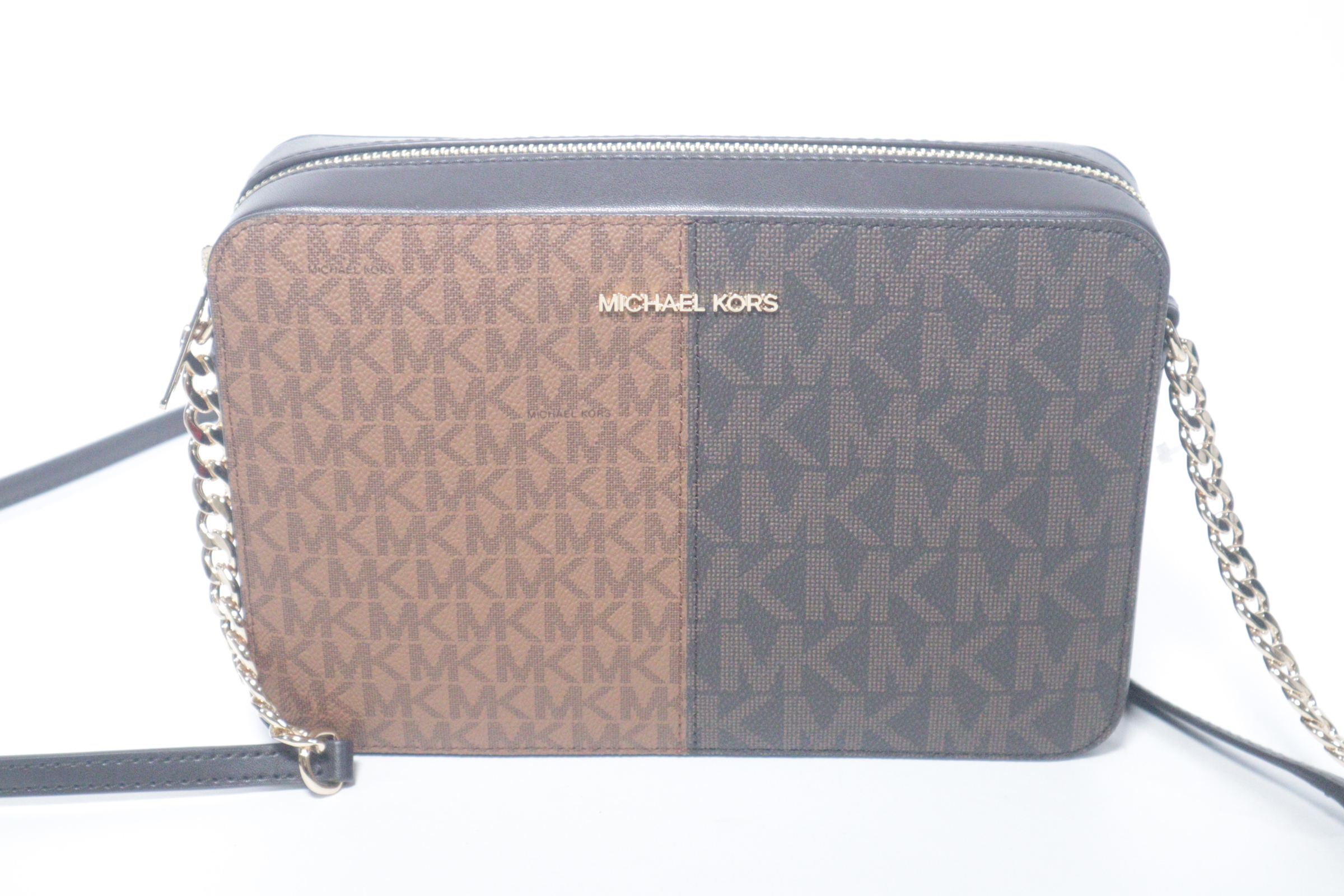 Michael Kors Small Brown high quality Monogram Canvas Cross Body Bag