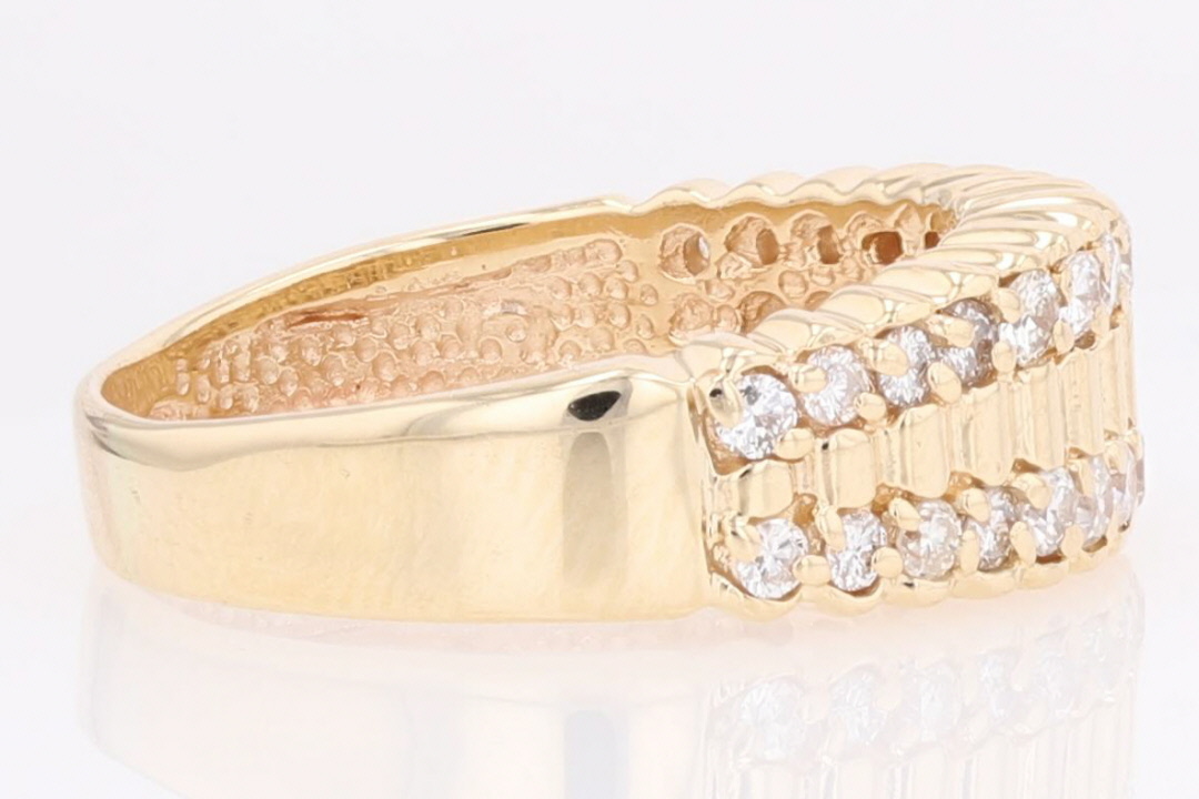 1.00ctw Round Cut Diamond Prong Set Wedding Band Ring 14k Yellow Gold ...