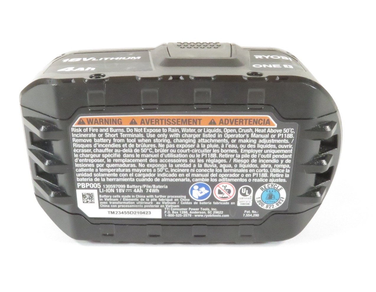 Ryobi PBP005 ONE+ 18-Volt 4.0 Ah Lithium-Ion Compact Lightweight ...