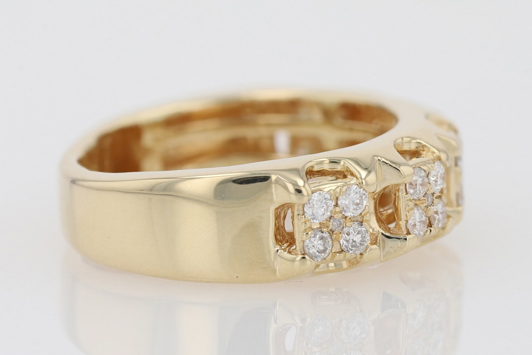 .44ctw Round Cut Diamond Cluster Wedding Band Ring 14k Yellow Gold Size ...
