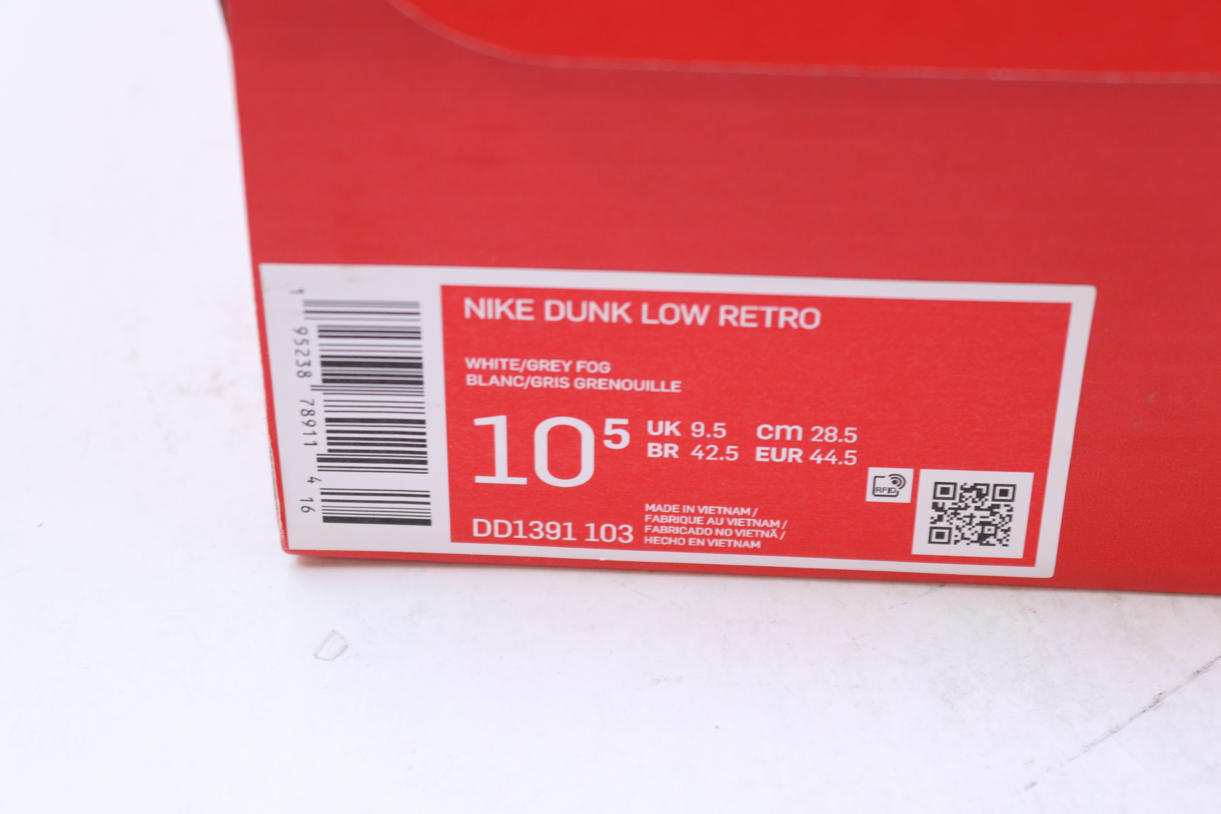 Nike DD1391-103 Dunk Low Retro White/Gray Fog - Mens 10.5 Nike DD1391-103 Dunk Low Retro White/Gray Fog - Mens 10.5