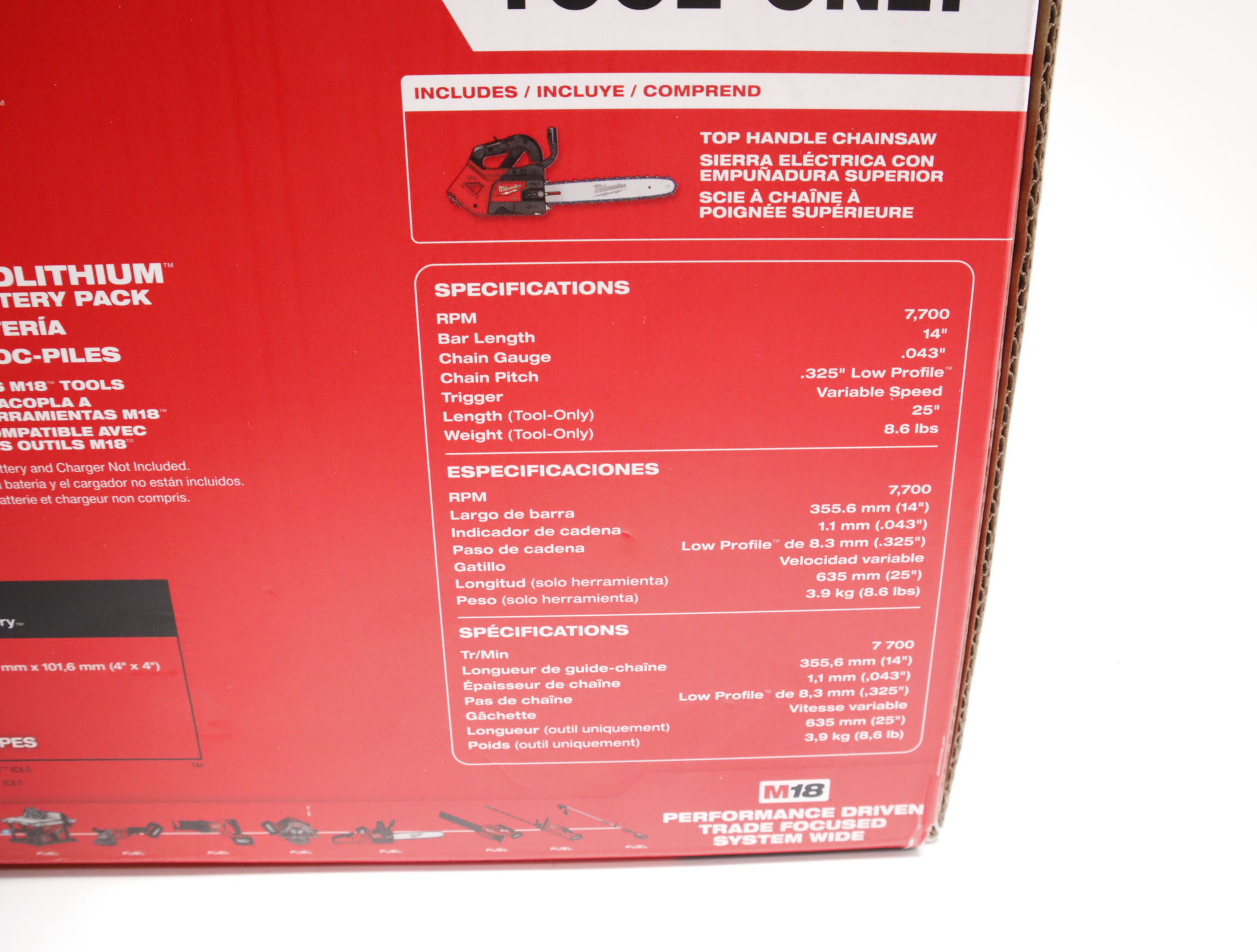 Milwaukee 2826-20T 18V Cordless Top Handle Chainsaw Tool Only