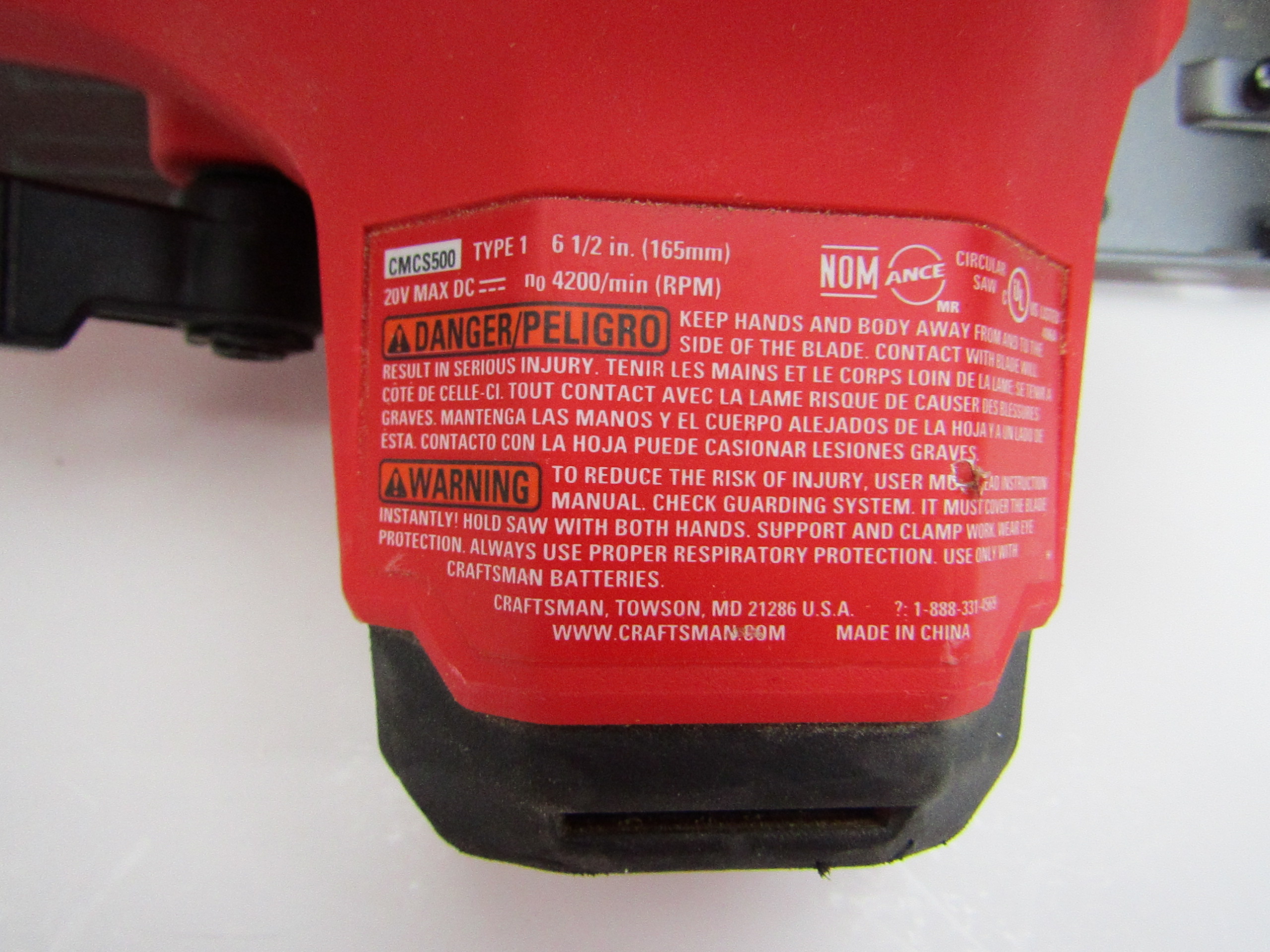 Craftsman CMCS500 20V Cordless 61/2" Circular Saw