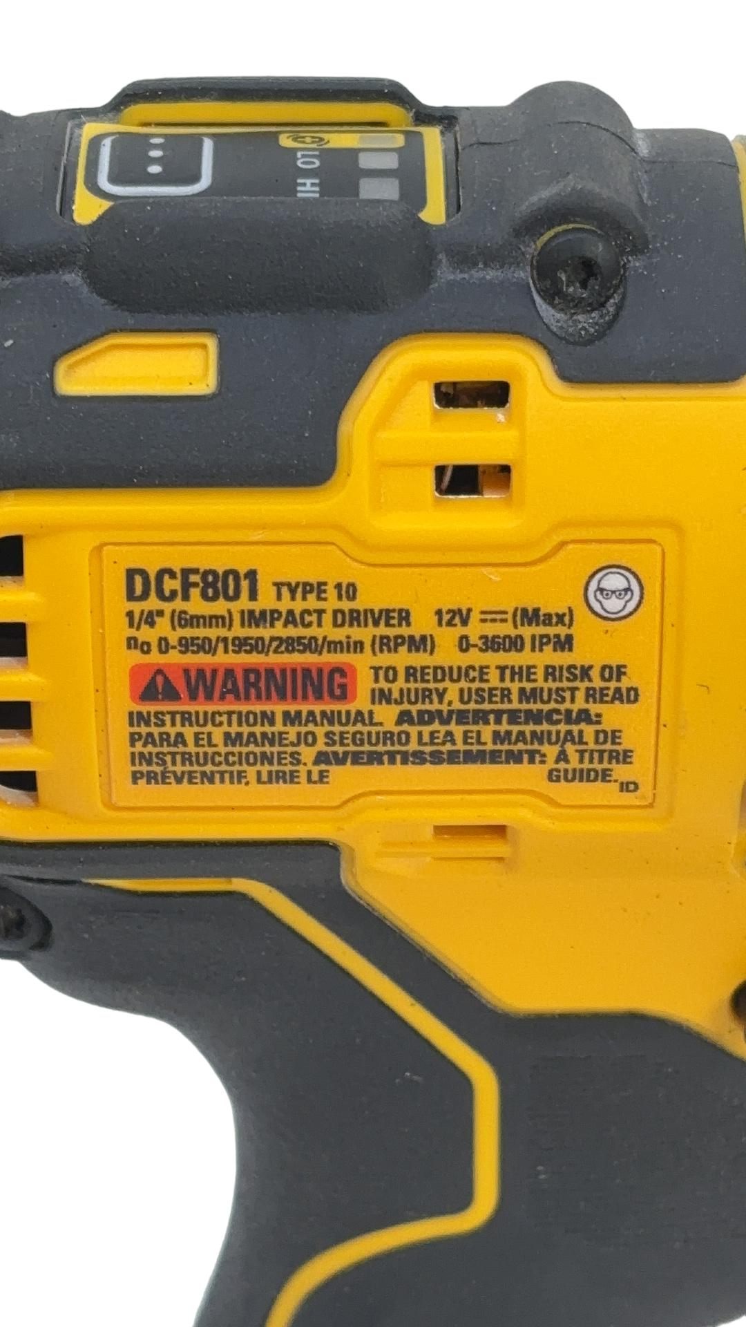 DeWalt DCF801 XTREME 12V MAX Lithium Ion Brushless Cordless 1/4