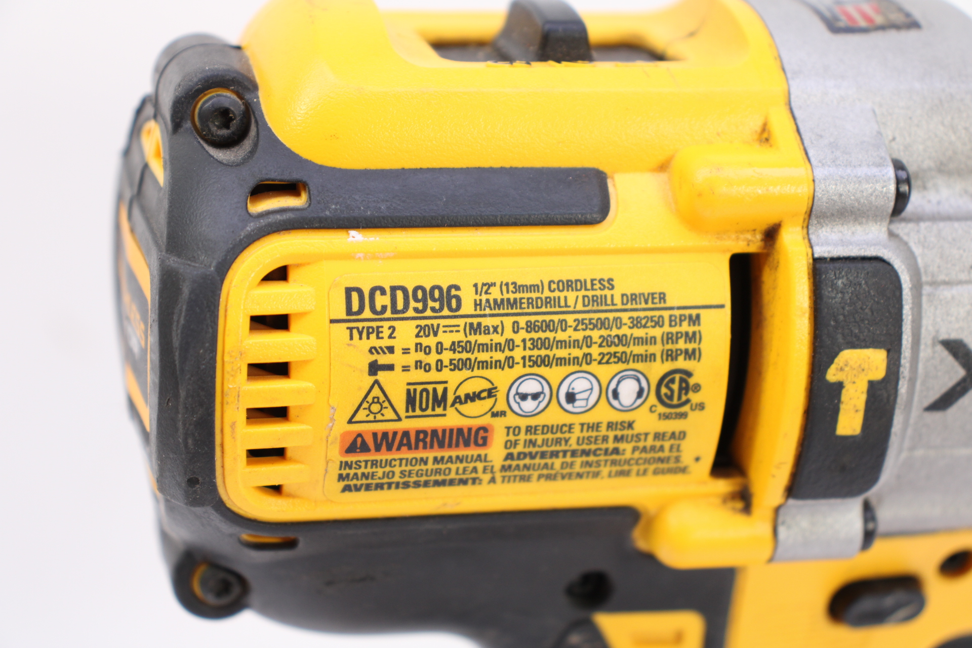 DeWalt DCD996 20V MAX XR Brushless 3-Speed 1/2