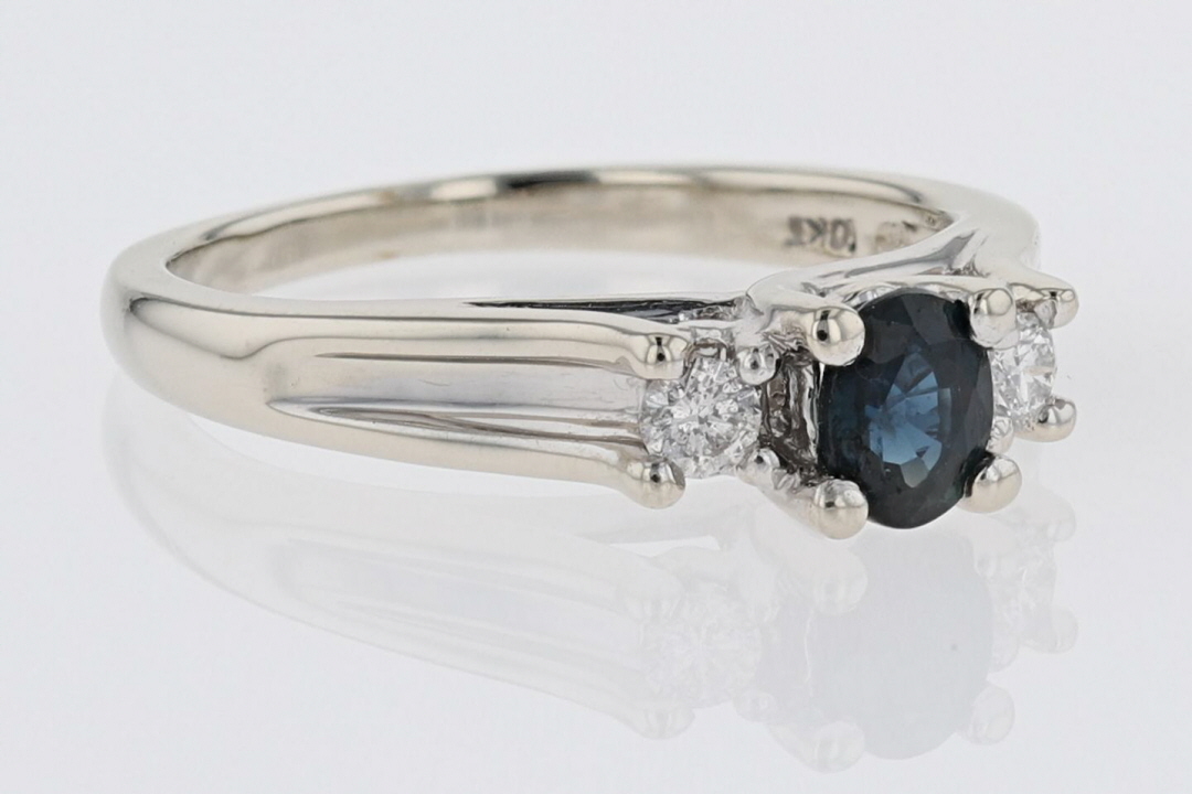 .46ctw Oval Sapphire and Diamond Accent Statement Ring 10k White Gold