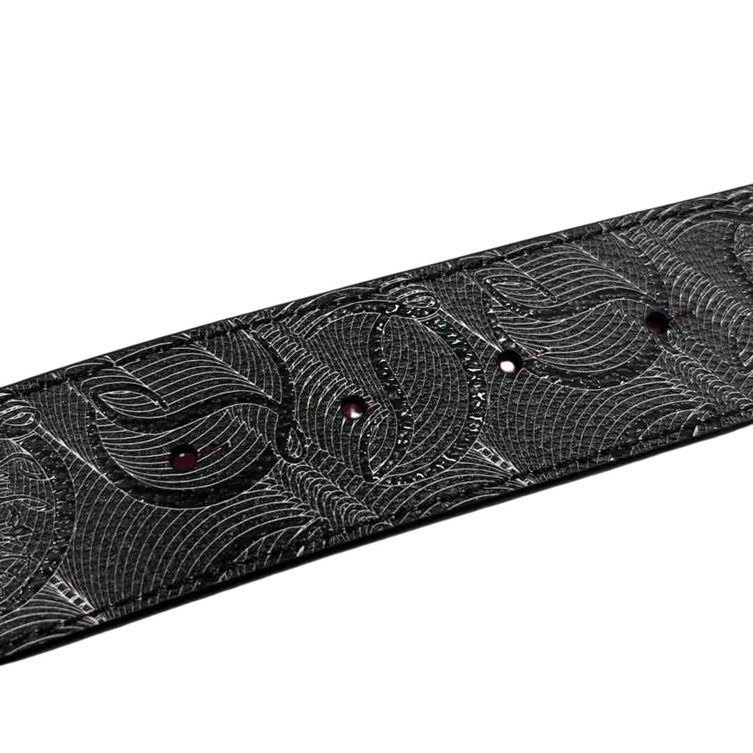 Red Man Fall Sign Christian Louboutin Happy Rui CL Logo Black/Red Men's Leather Belt Sz ...