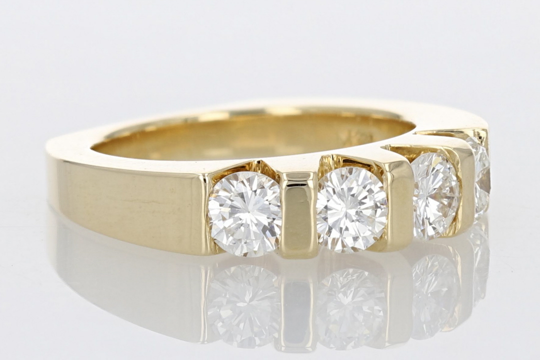 1.24ctw Round Cut Diamond Channel-Set Wedding Band Ring 14k Yellow Gold ...