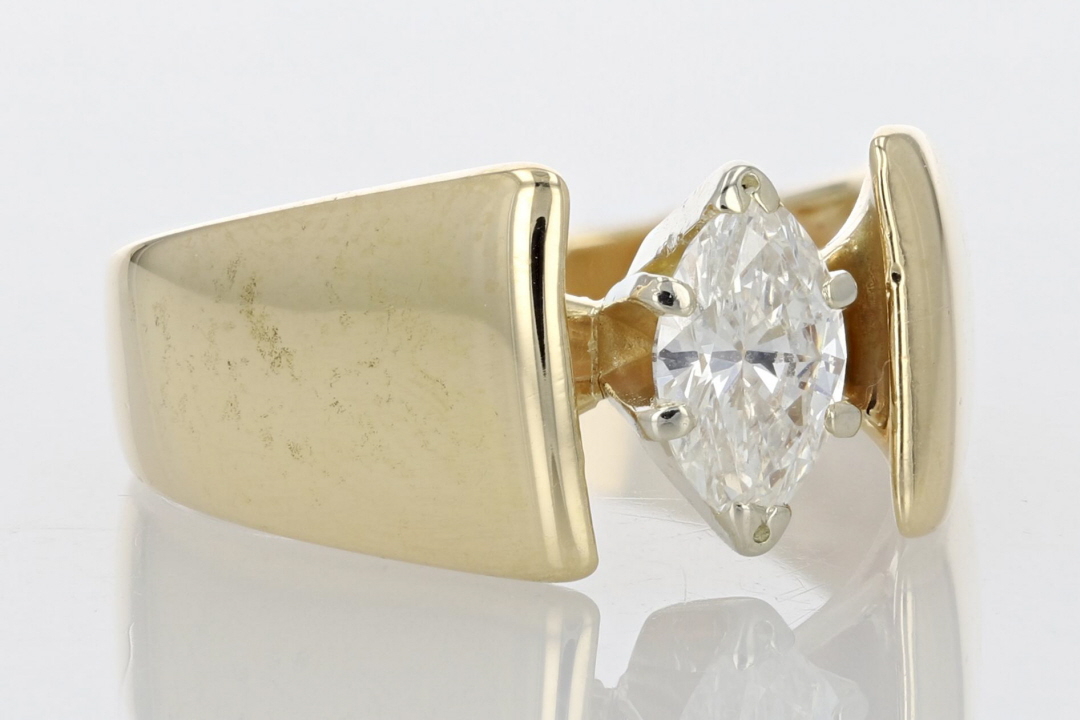.63ct Marquise Cut Diamond Solitaire Engagement Ring 14k Yellow Gold ...